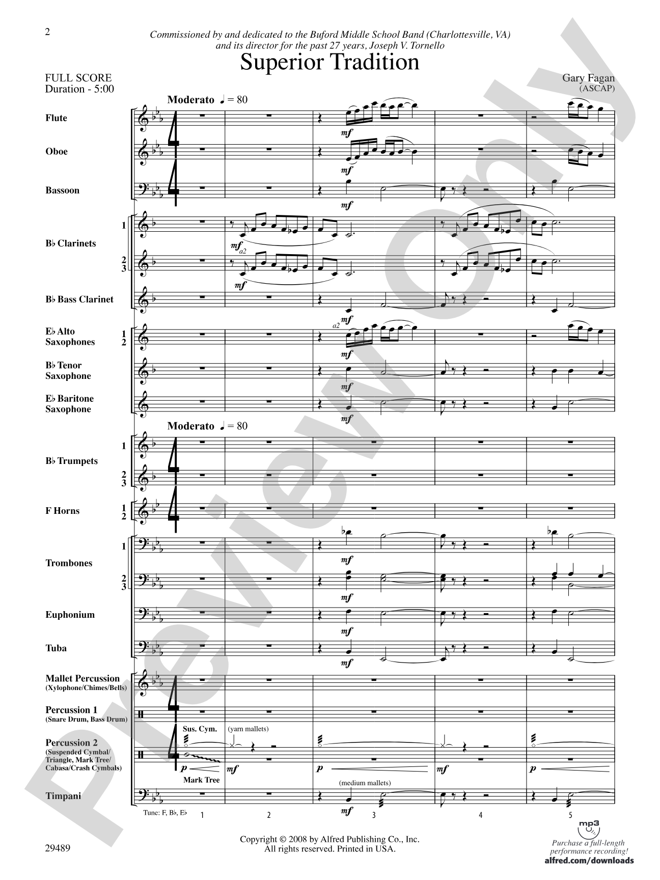 Superior Tradition: Concert Band Conductor Score & Parts