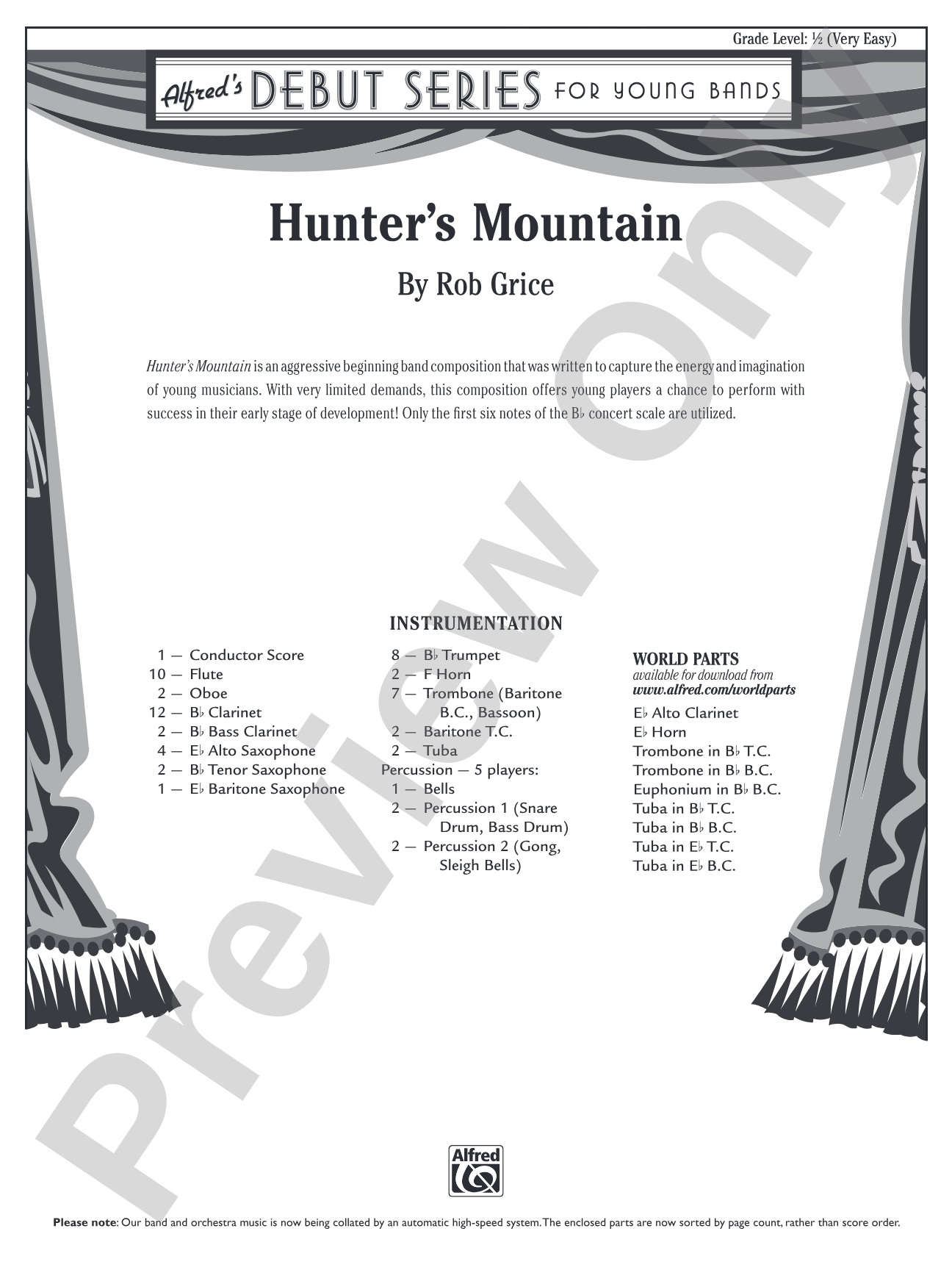 Hunter's Mountain: Concert Band Conductor Score & Parts