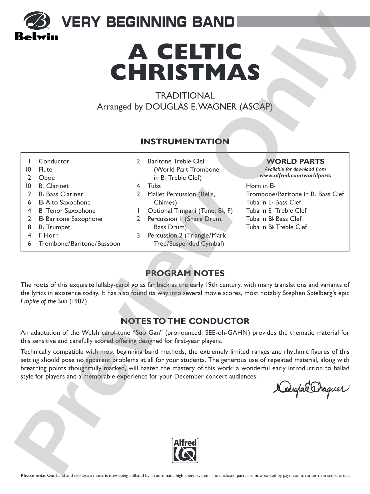 A Celtic Christmas: Concert Band Conductor Score & Parts