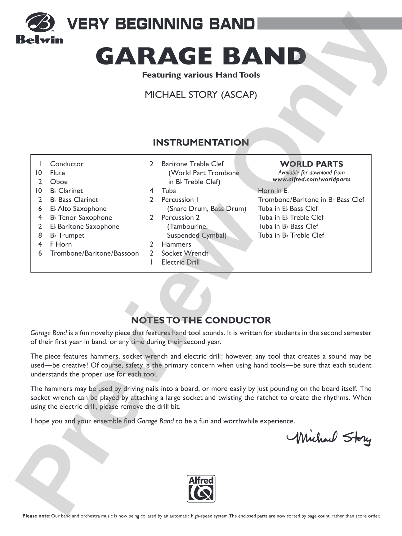 Garage Band: Concert Band Conductor Score & Parts