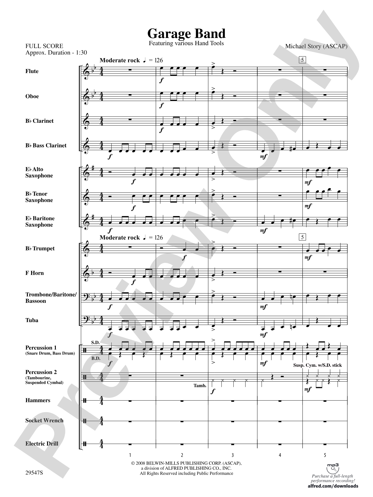 Garage Band: Concert Band Conductor Score & Parts