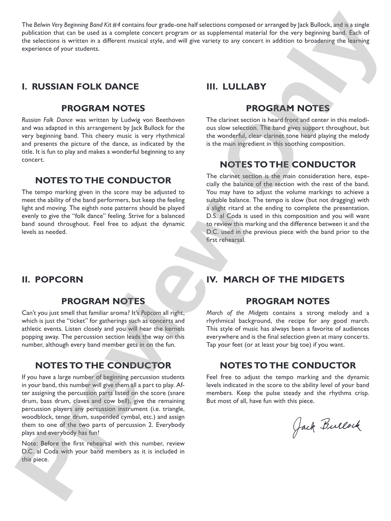 Belwin Very Beginning Band Kit #4: Concert Band Conductor Score & Parts