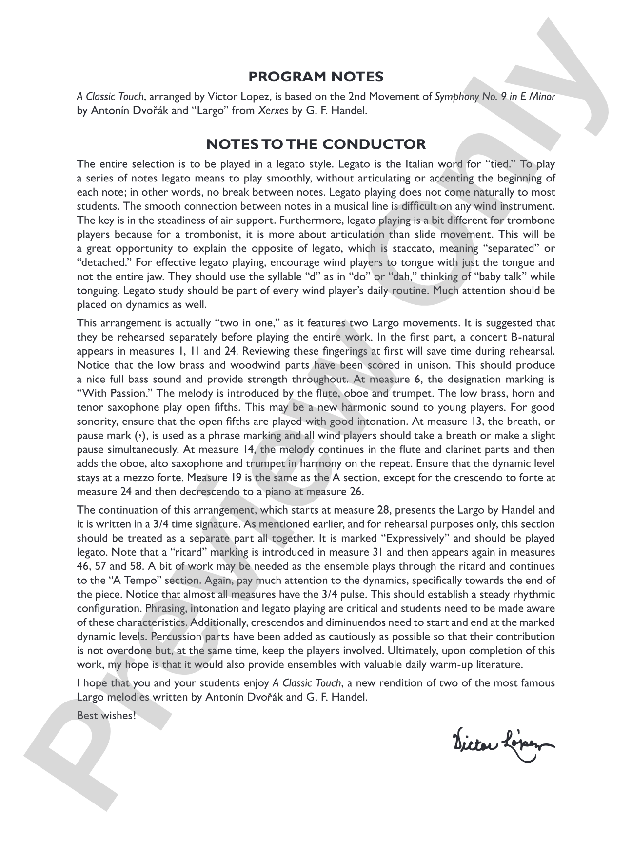 A Classic Touch: Concert Band Conductor Score & Parts
