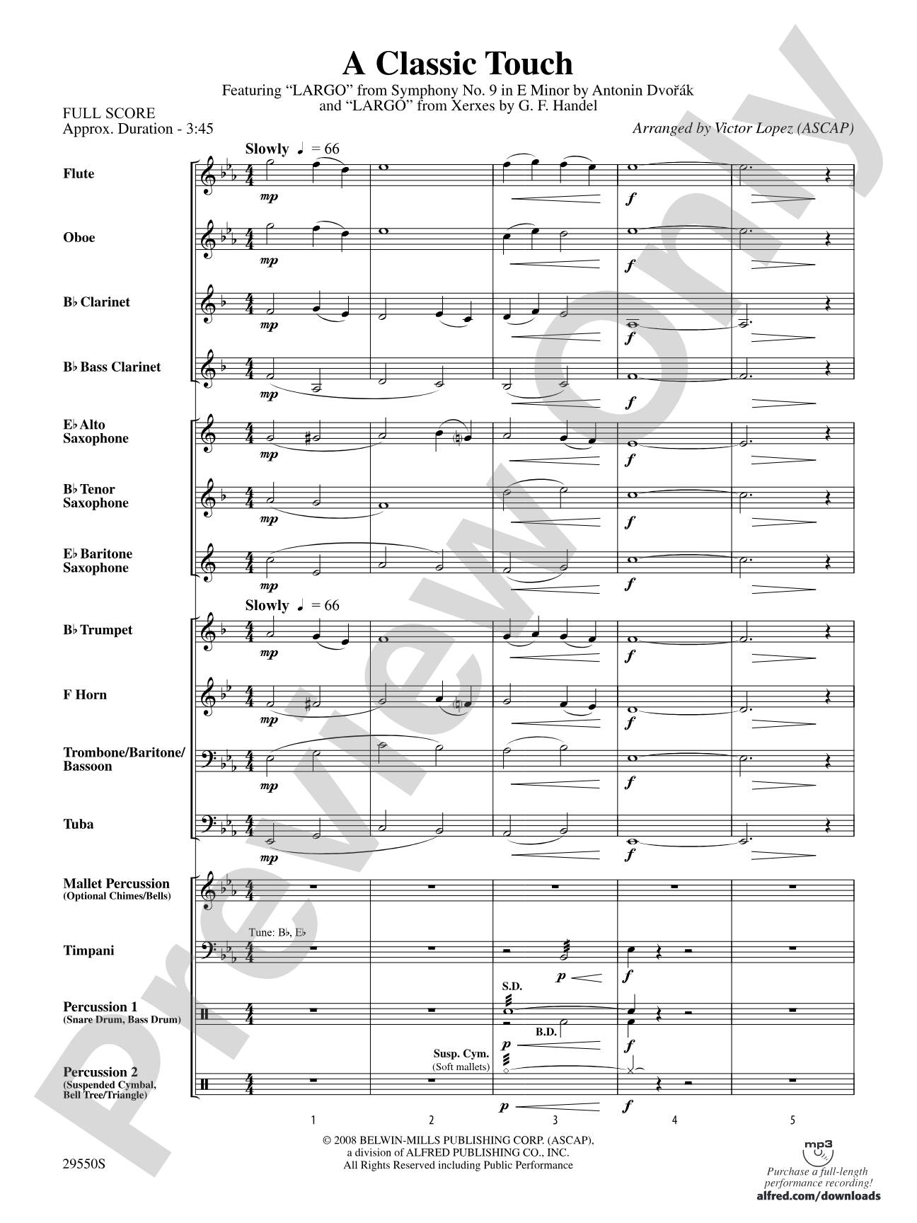 A Classic Touch: Concert Band Conductor Score & Parts