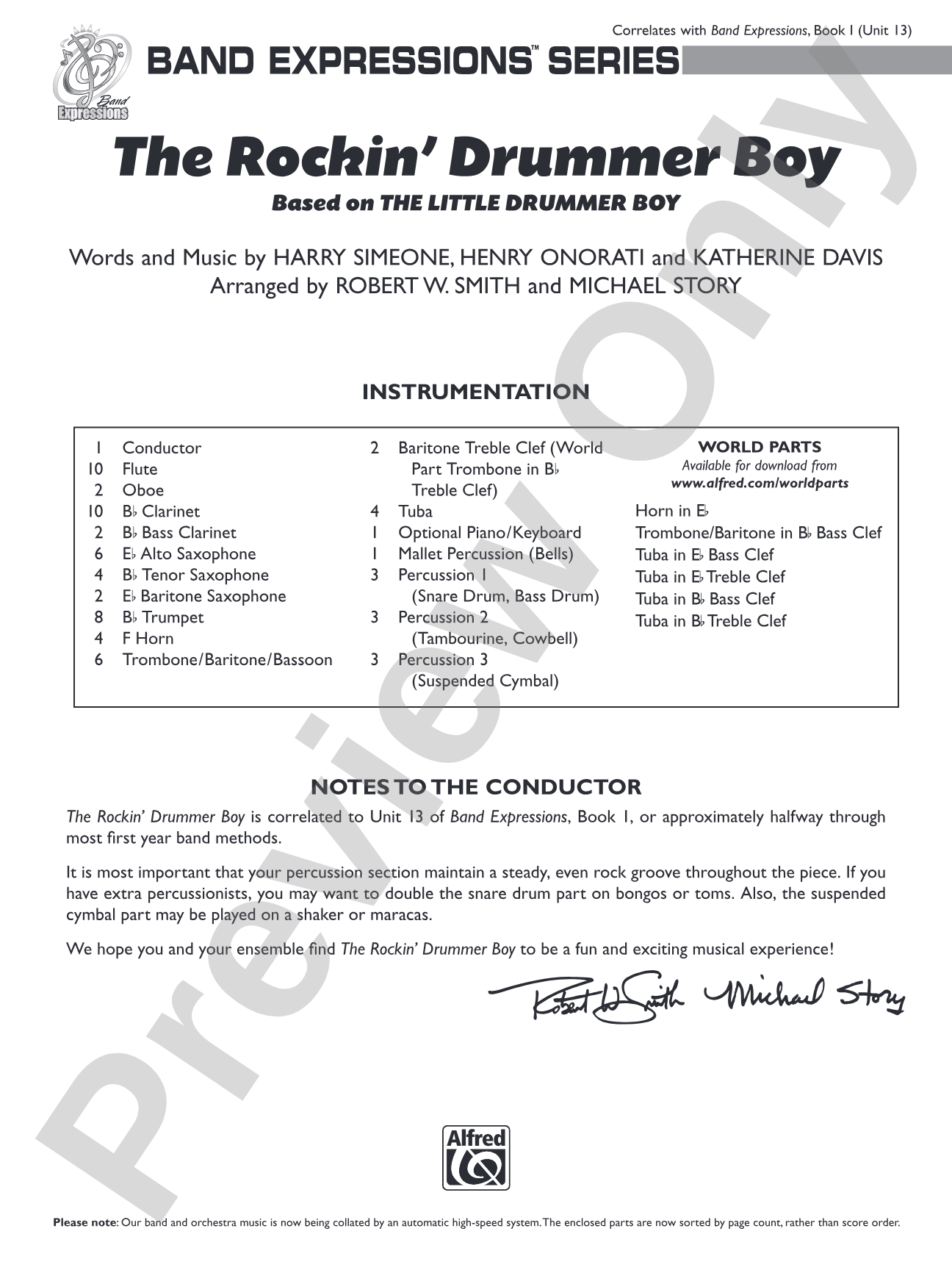 The Rockin' Drummer Boy: Score