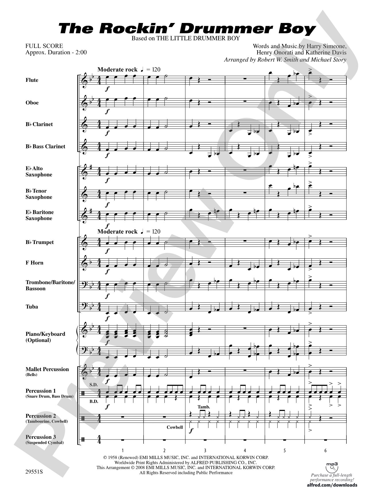 The Rockin' Drummer Boy: Score