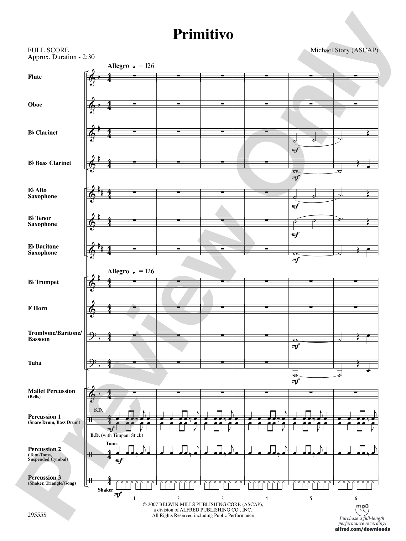 Primitivo: Concert Band Conductor Score & Parts