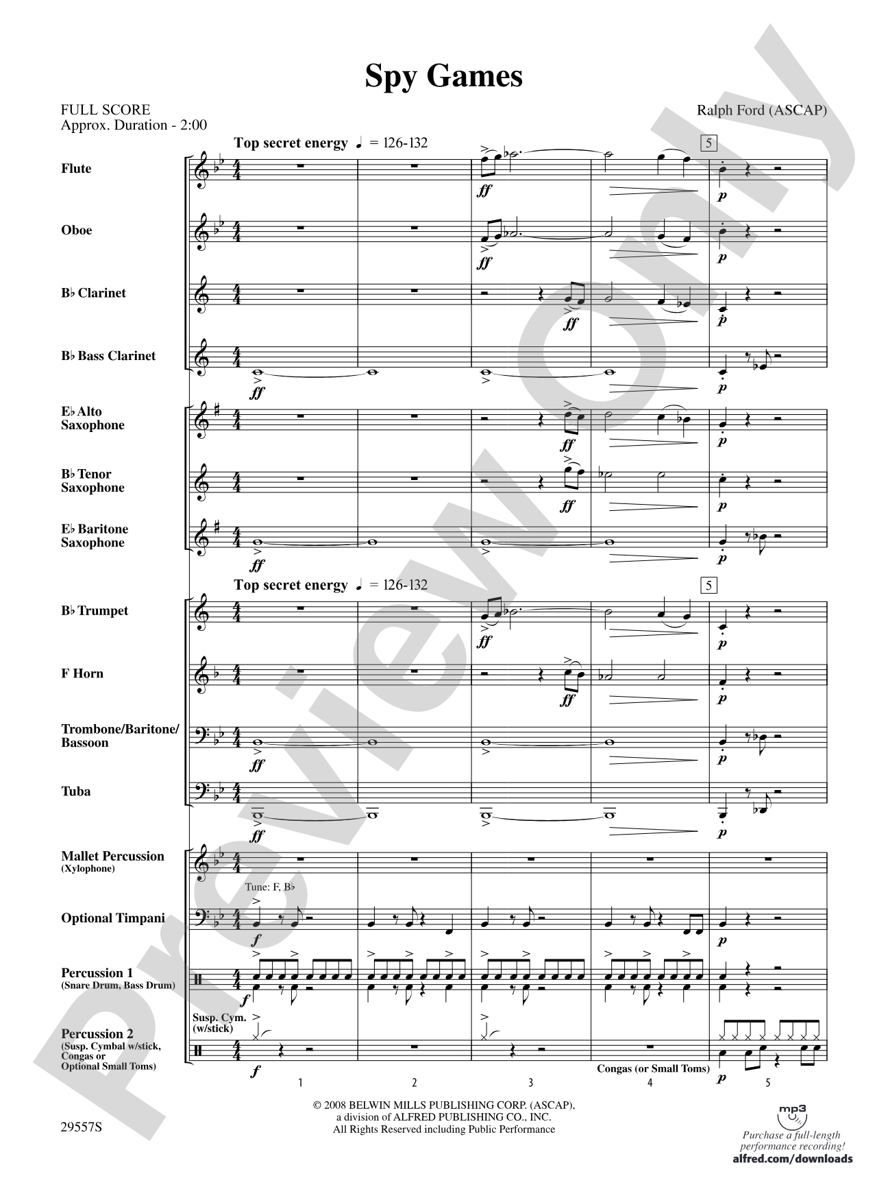 Spy Games: Concert Band Conductor Score & Parts
