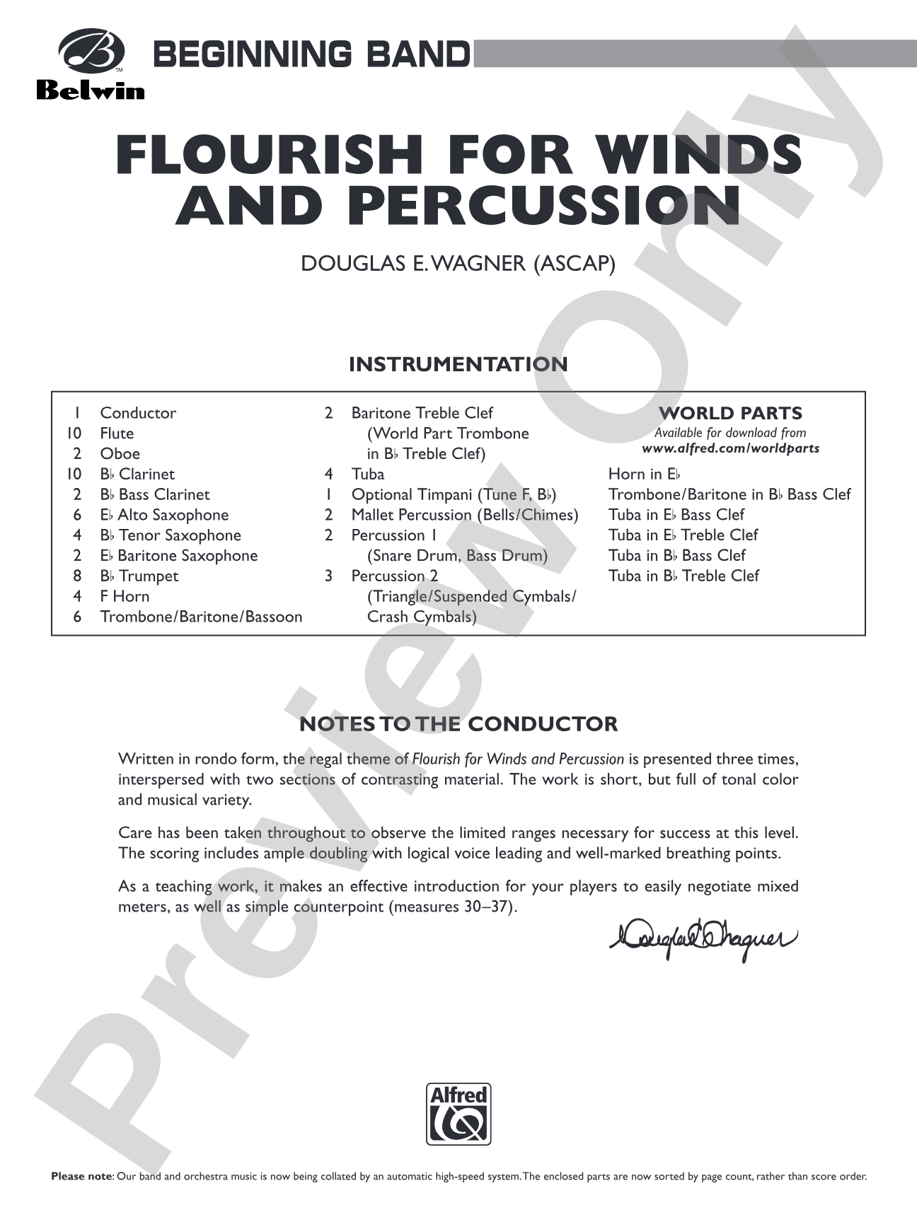 Flourish for Winds and Percussion: Concert Band Conductor Score & Parts