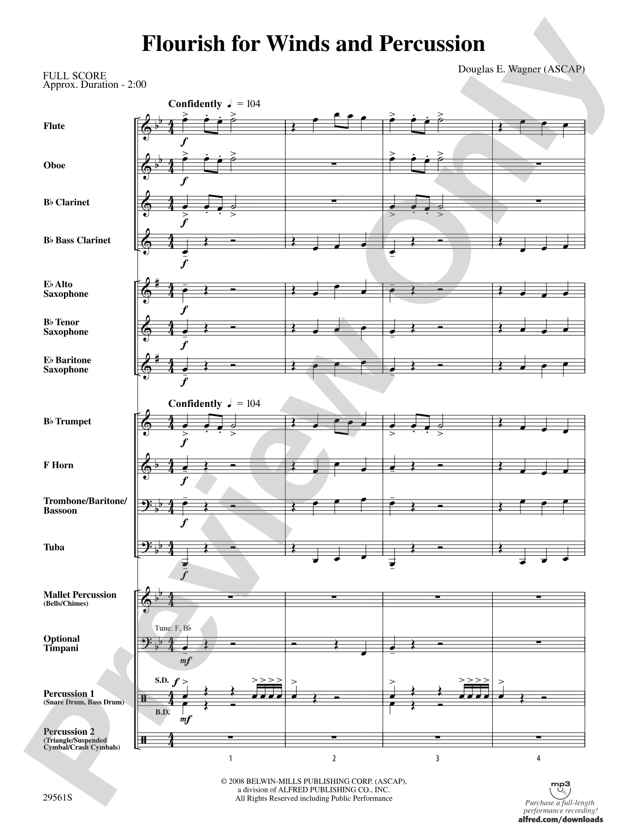 Flourish for Winds and Percussion: Concert Band Conductor Score & Parts