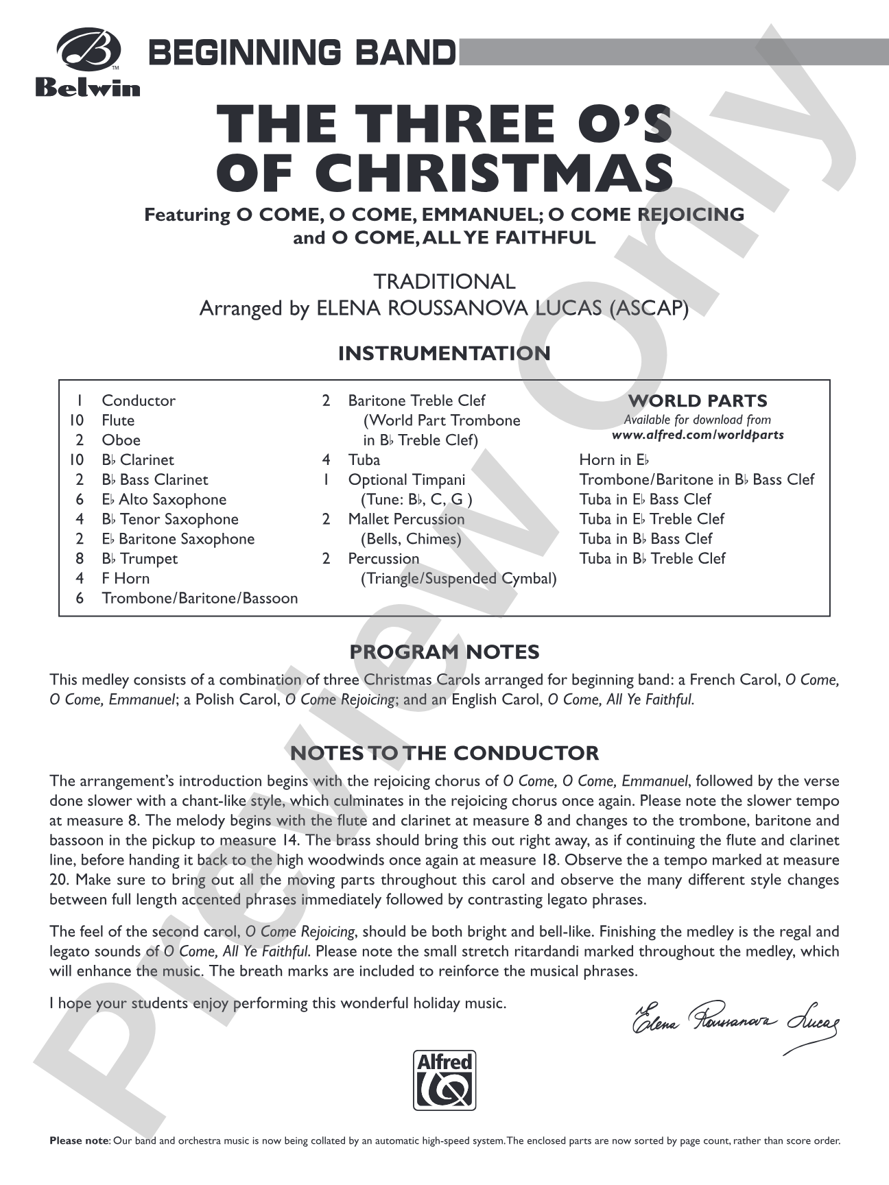 The Three O's of Christmas: Concert Band Conductor Score & Parts