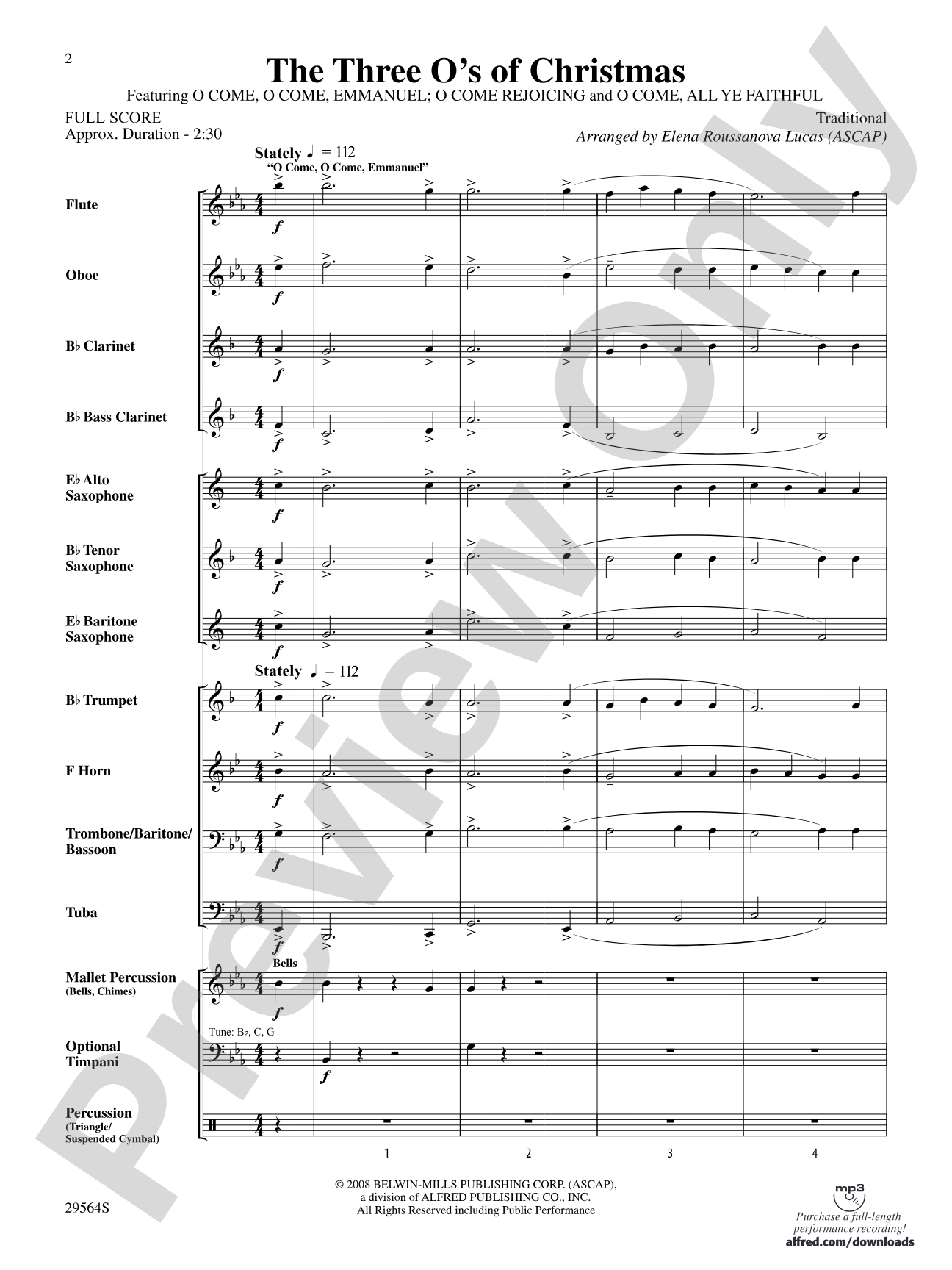 The Three O's of Christmas: Concert Band Conductor Score & Parts