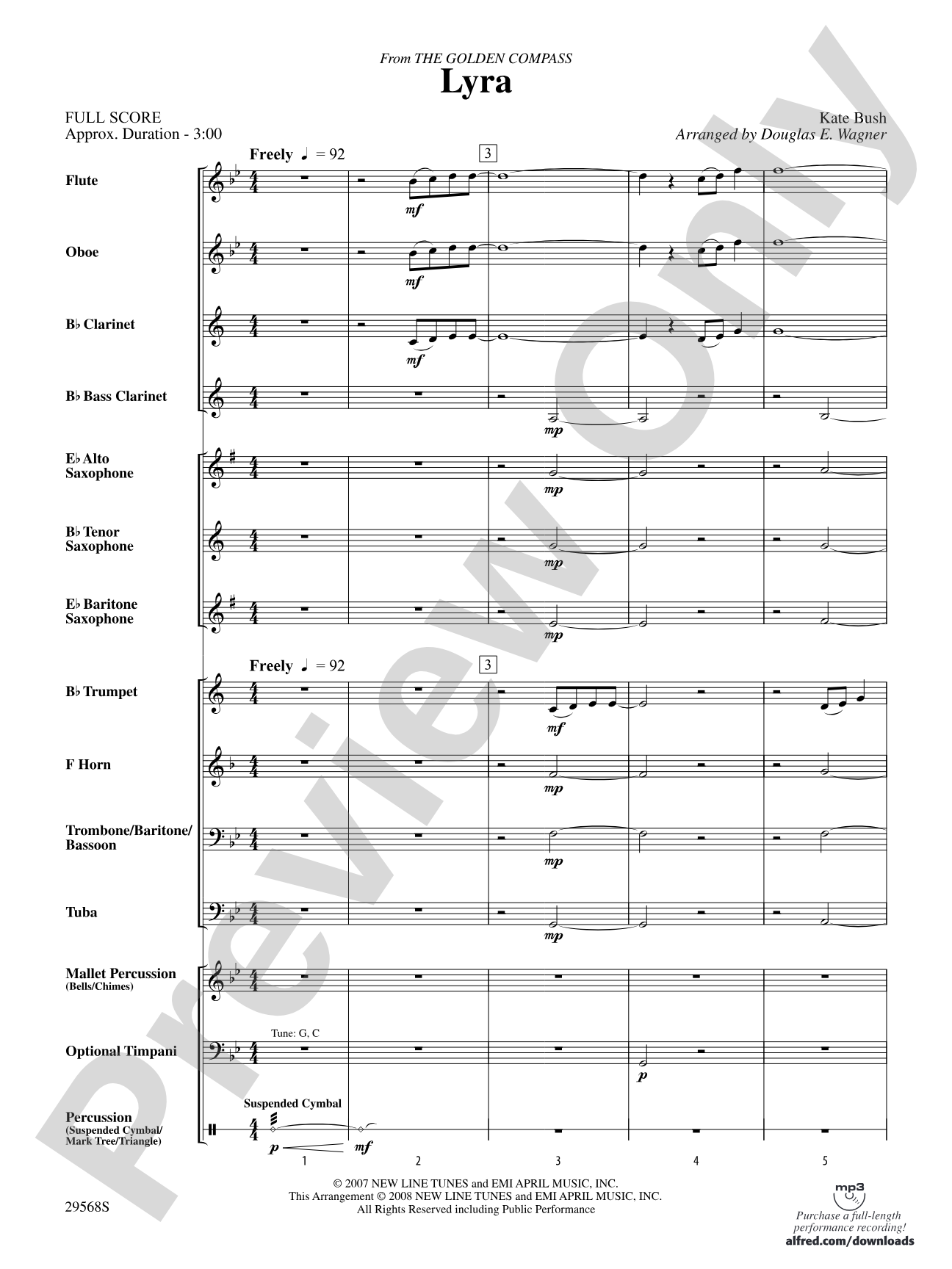 Lyra (from The Golden Compass): Concert Band Conductor Score & Parts