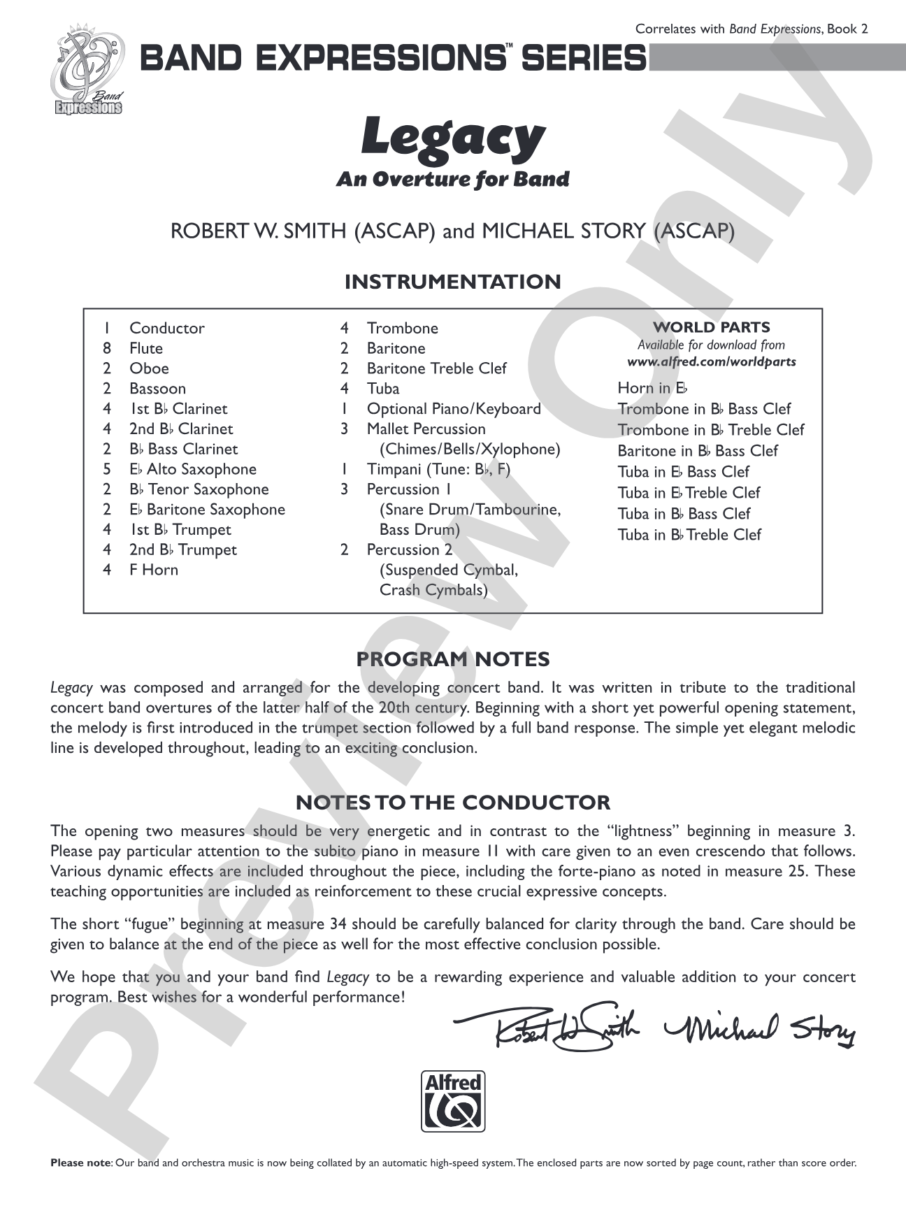Legacy (An Overture for Band): Concert Band Conductor Score & Parts