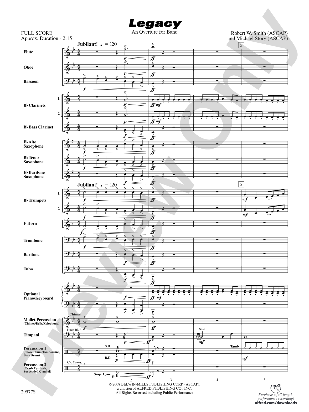 Legacy (An Overture for Band): Concert Band Conductor Score & Parts