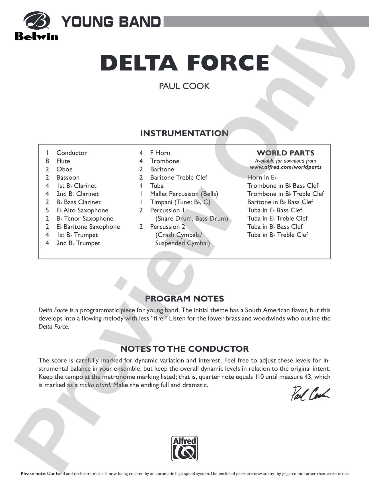 Delta Force: Concert Band Conductor Score & Parts