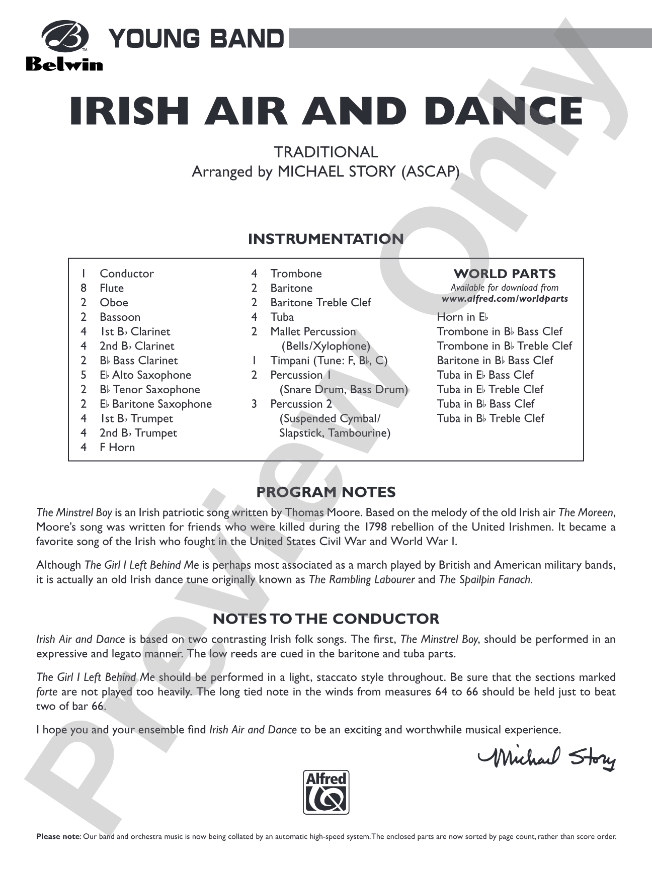 Irish Air and Dance: Concert Band Conductor Score & Parts