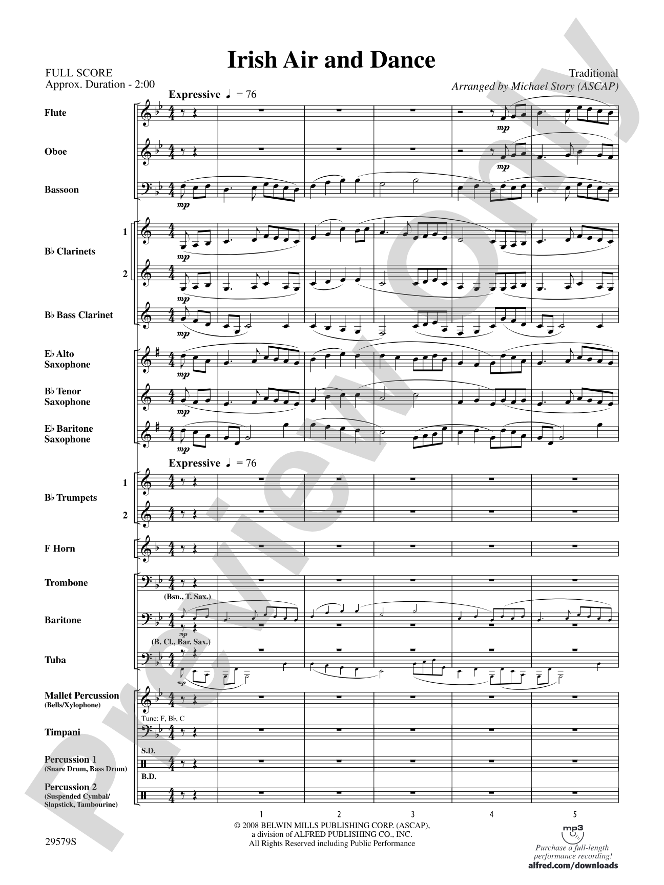Irish Air and Dance: Concert Band Conductor Score & Parts