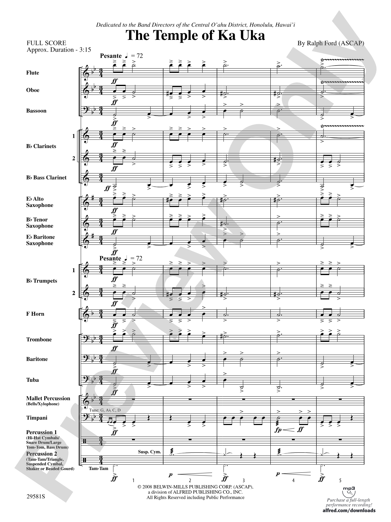 The Temple of Ka Uka: Concert Band Conductor Score & Parts
