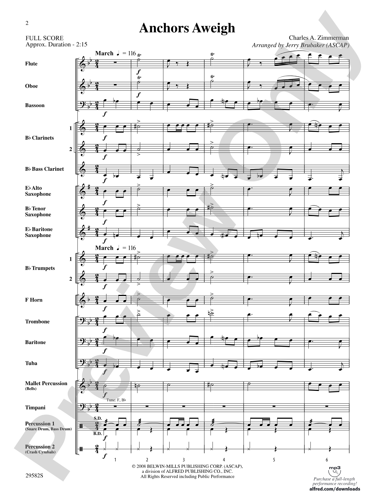 Anchors Aweigh: Concert Band Conductor Score & Parts