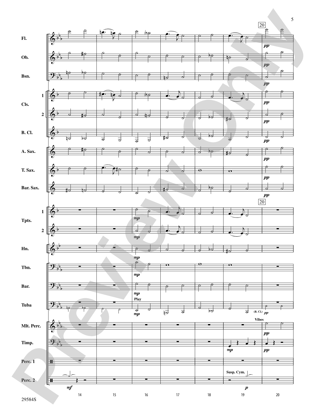 Prelude No. 20: Concert Band Conductor Score & Parts