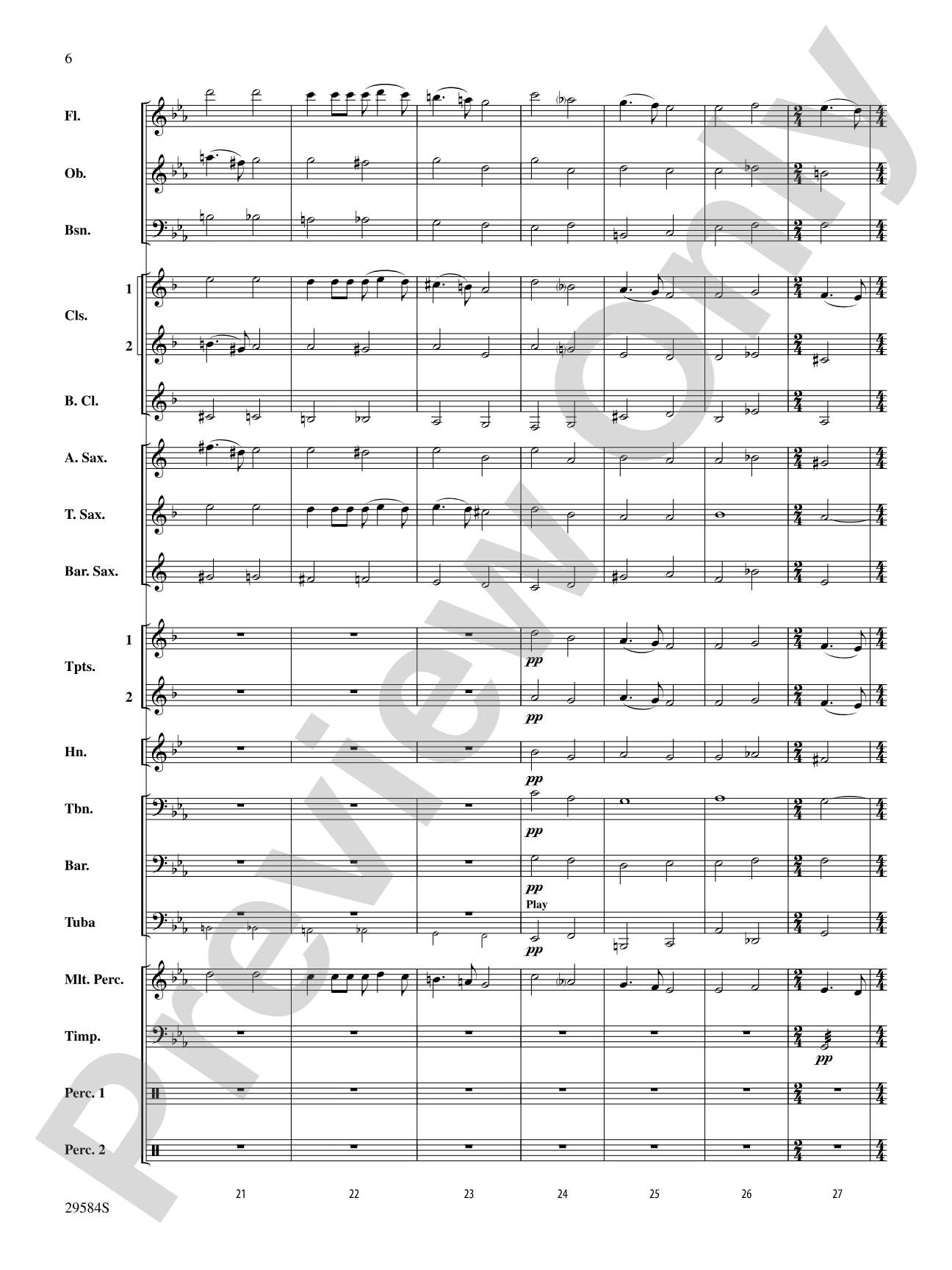 Prelude No. 20: Concert Band Conductor Score & Parts