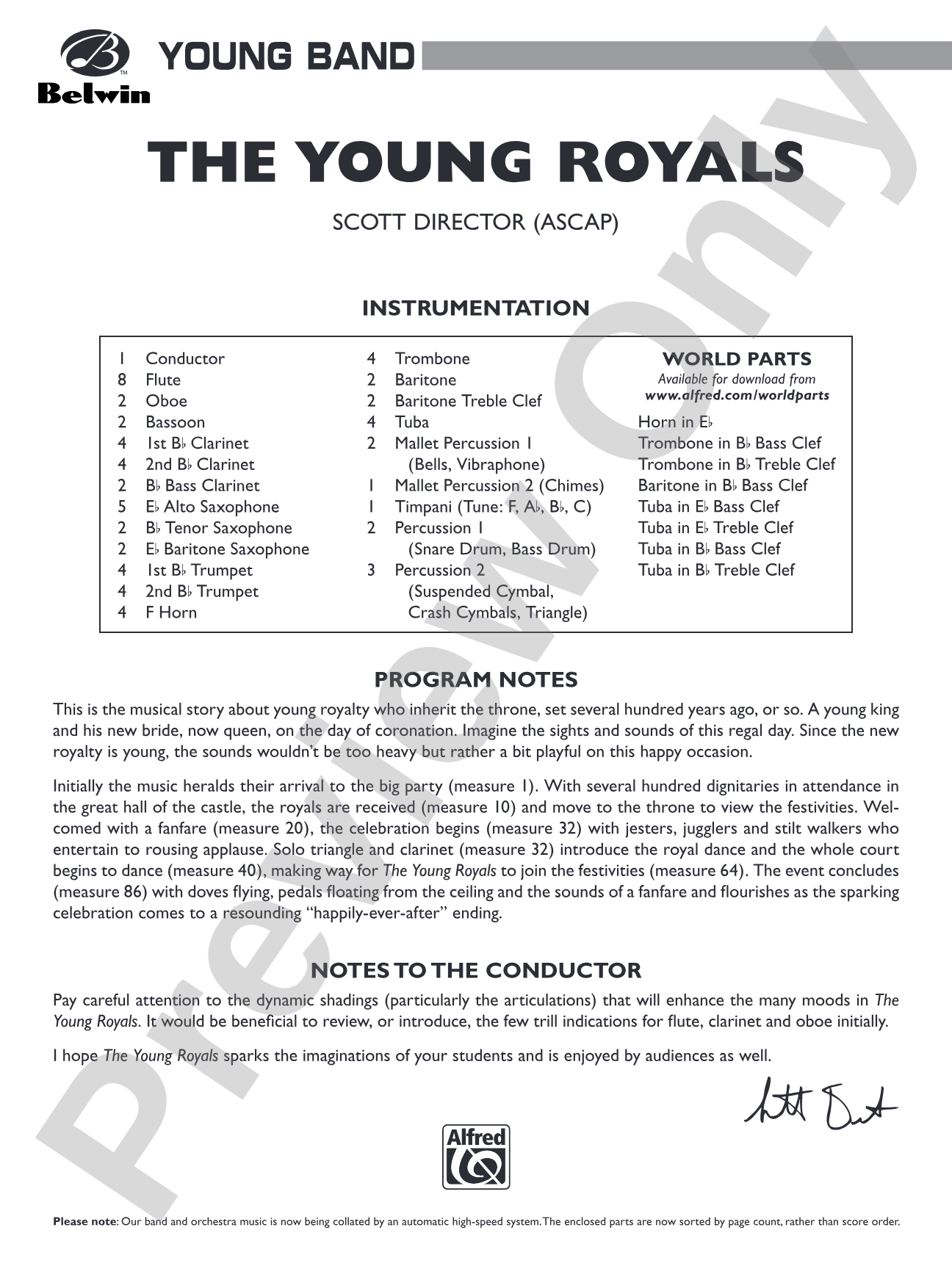 The Young Royals: Concert Band Conductor Score & Parts