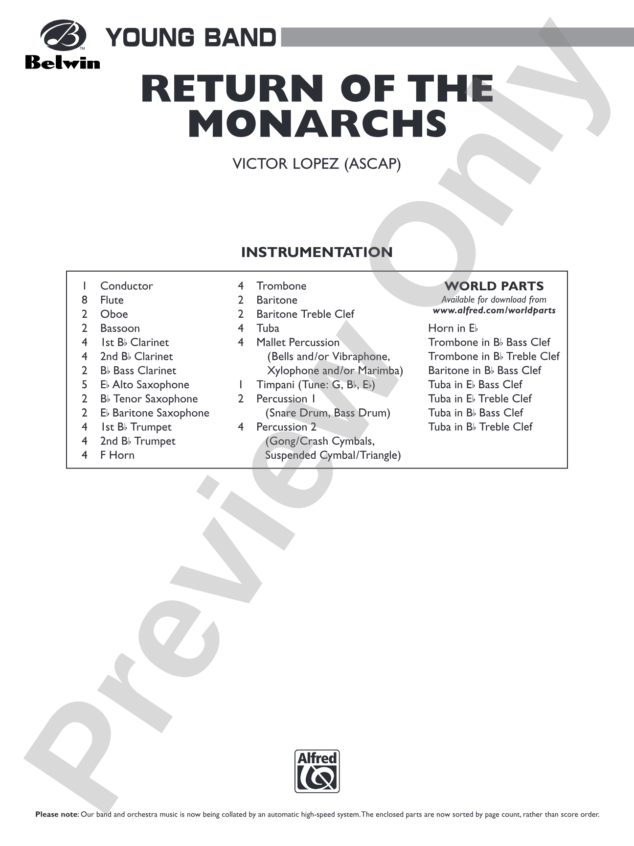 Return of the Monarchs: Concert Band Conductor Score & Parts