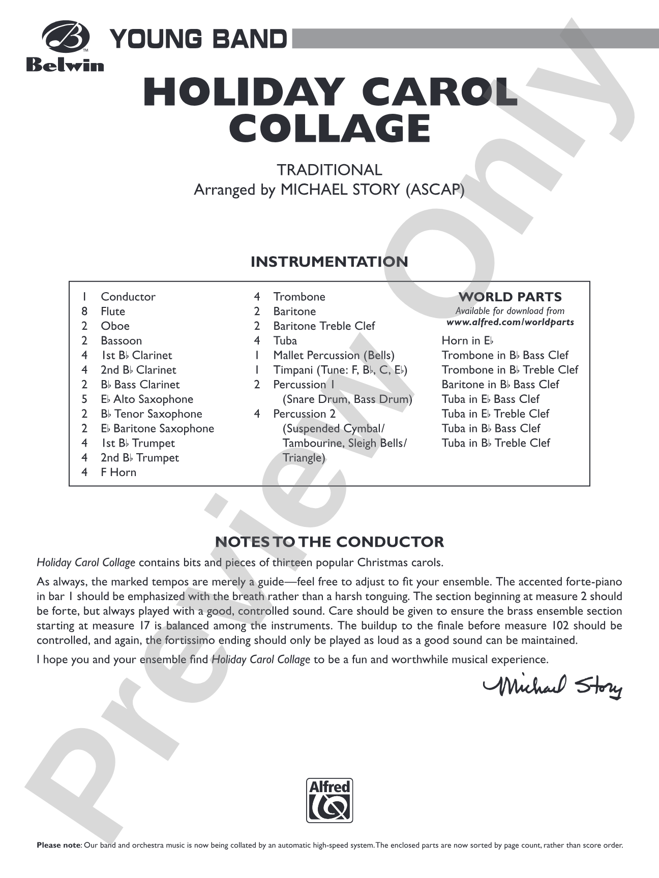 Holiday Carol Collage: Concert Band Conductor Score & Parts
