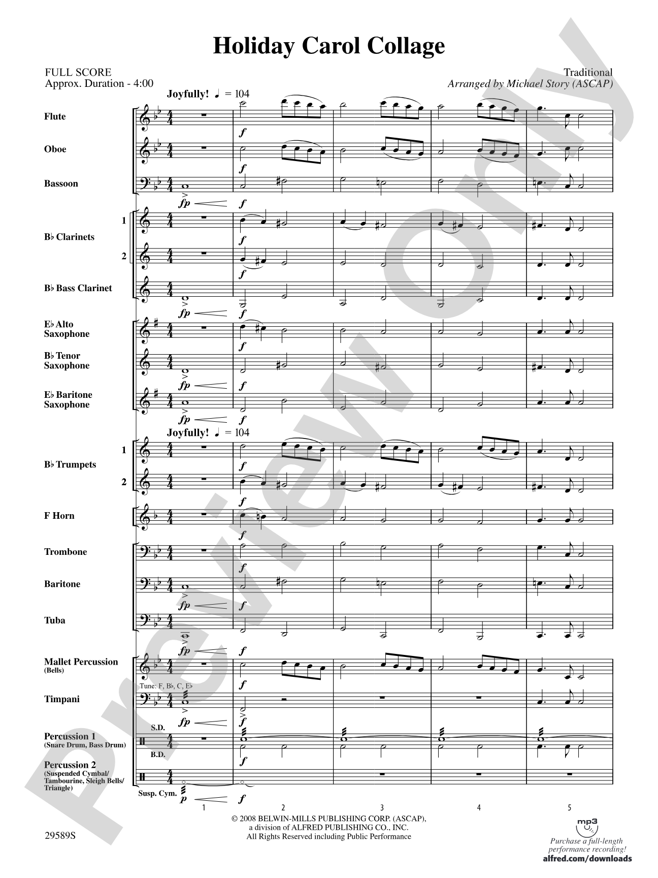Holiday Carol Collage: Concert Band Conductor Score & Parts
