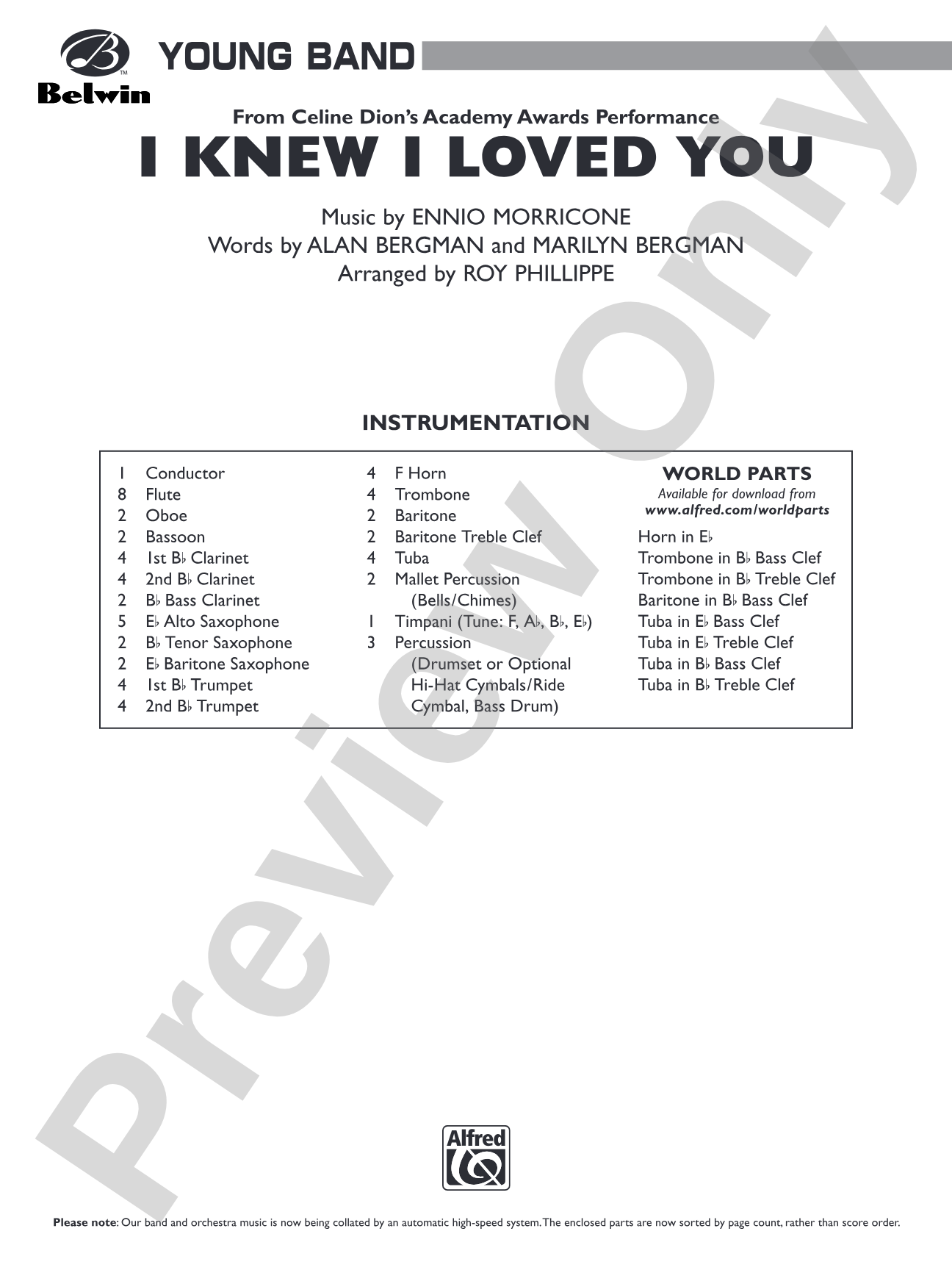 I Knew I Loved You: Concert Band Conductor Score & Parts