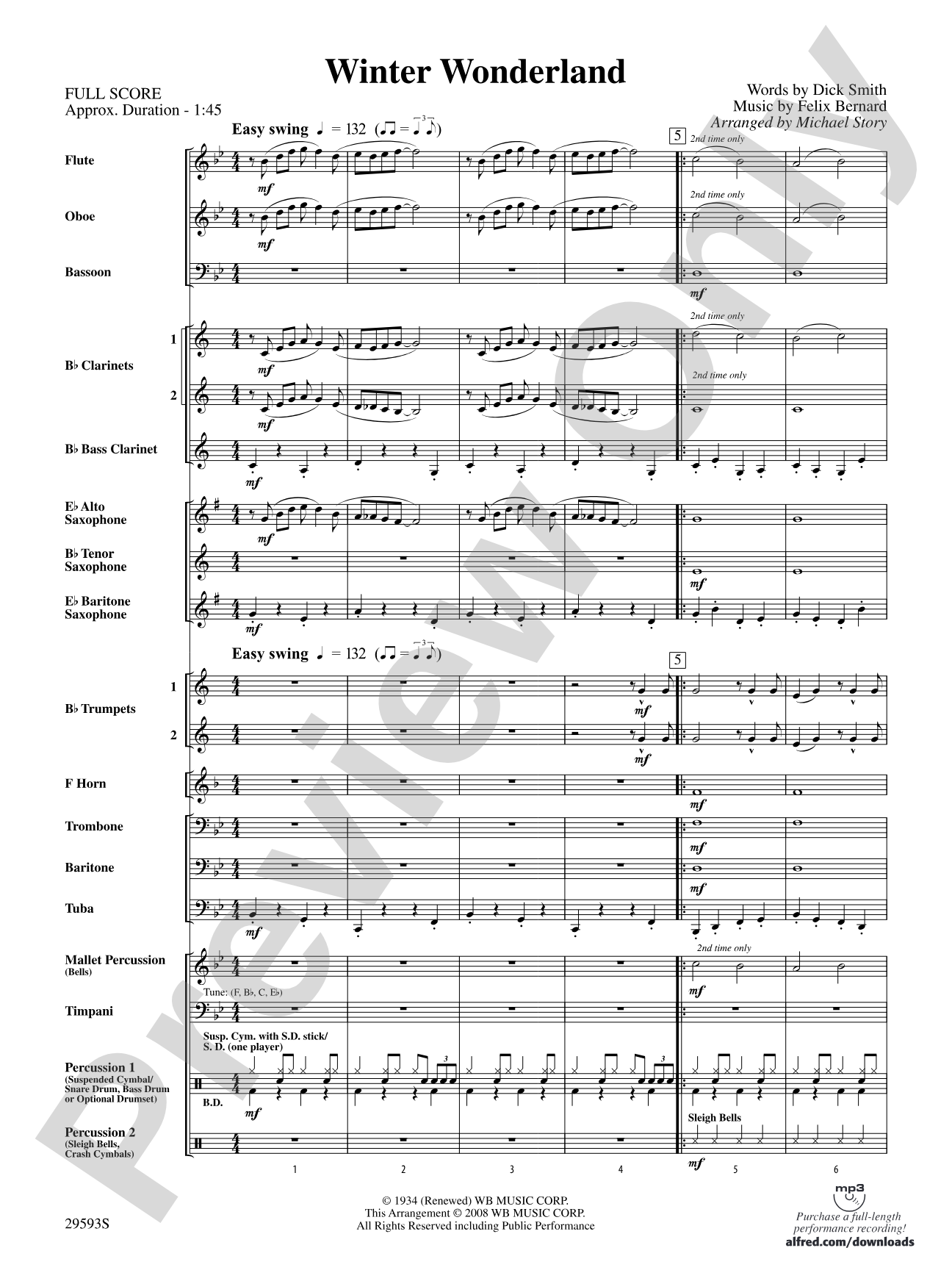 Winter Wonderland: Concert Band Conductor Score & Parts