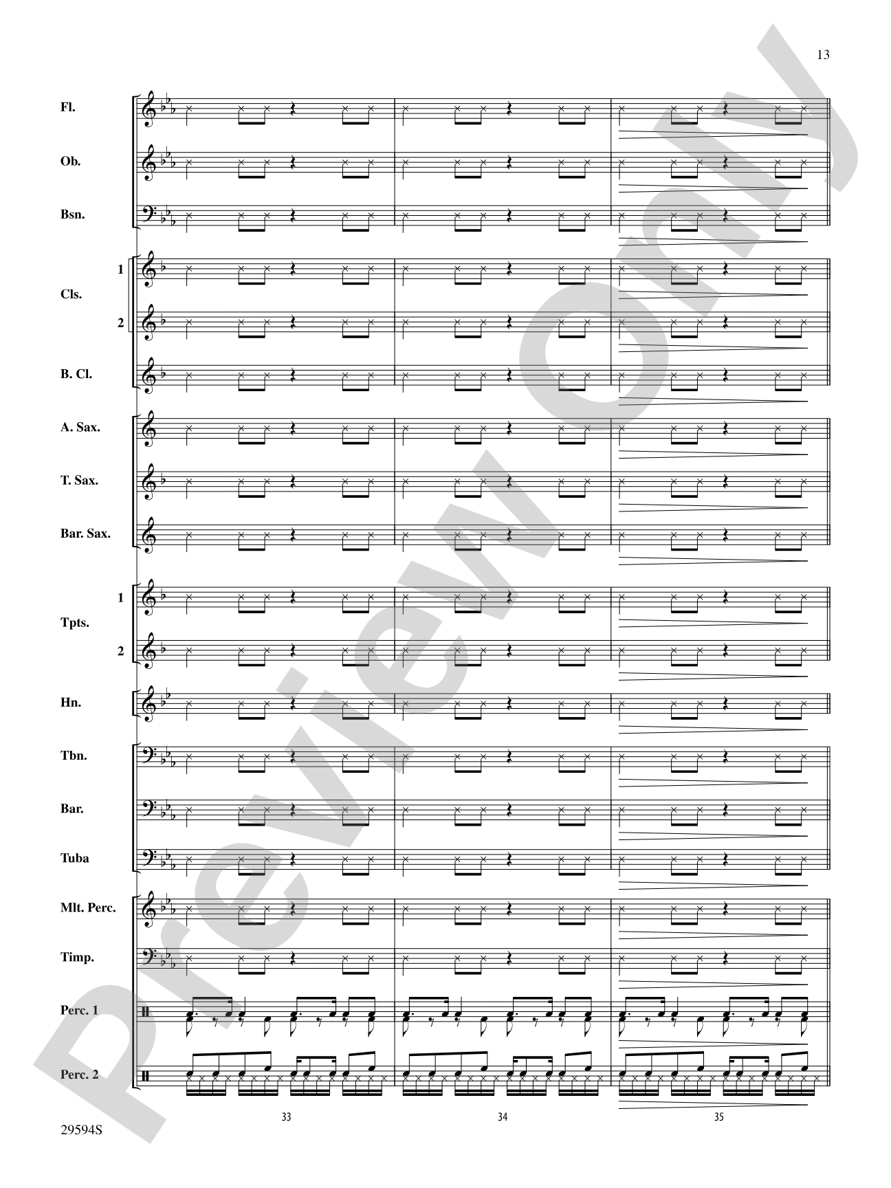 Swahili Folk Hymn (Bwana Awabariki): Concert Band Conductor Score & Parts