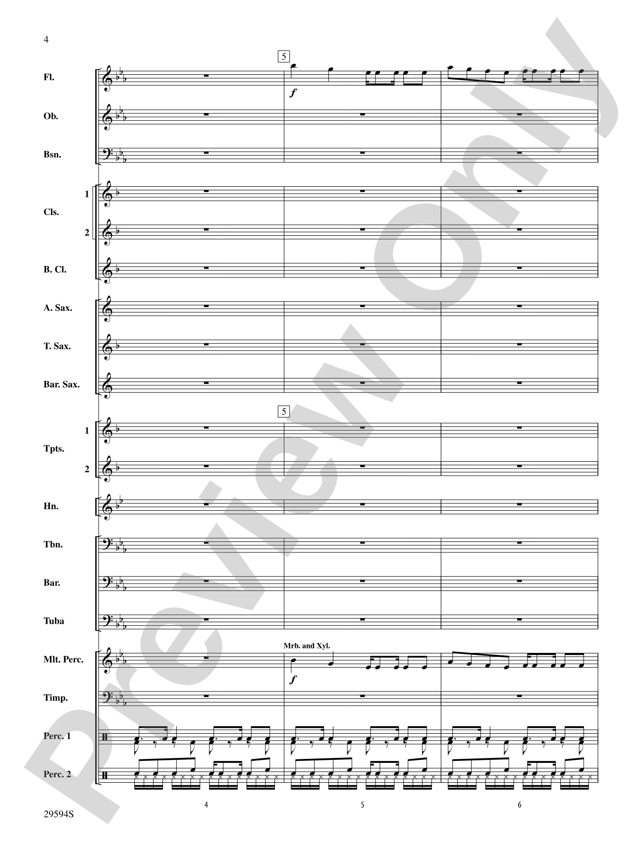 Swahili Folk Hymn (Bwana Awabariki): Concert Band Conductor Score & Parts