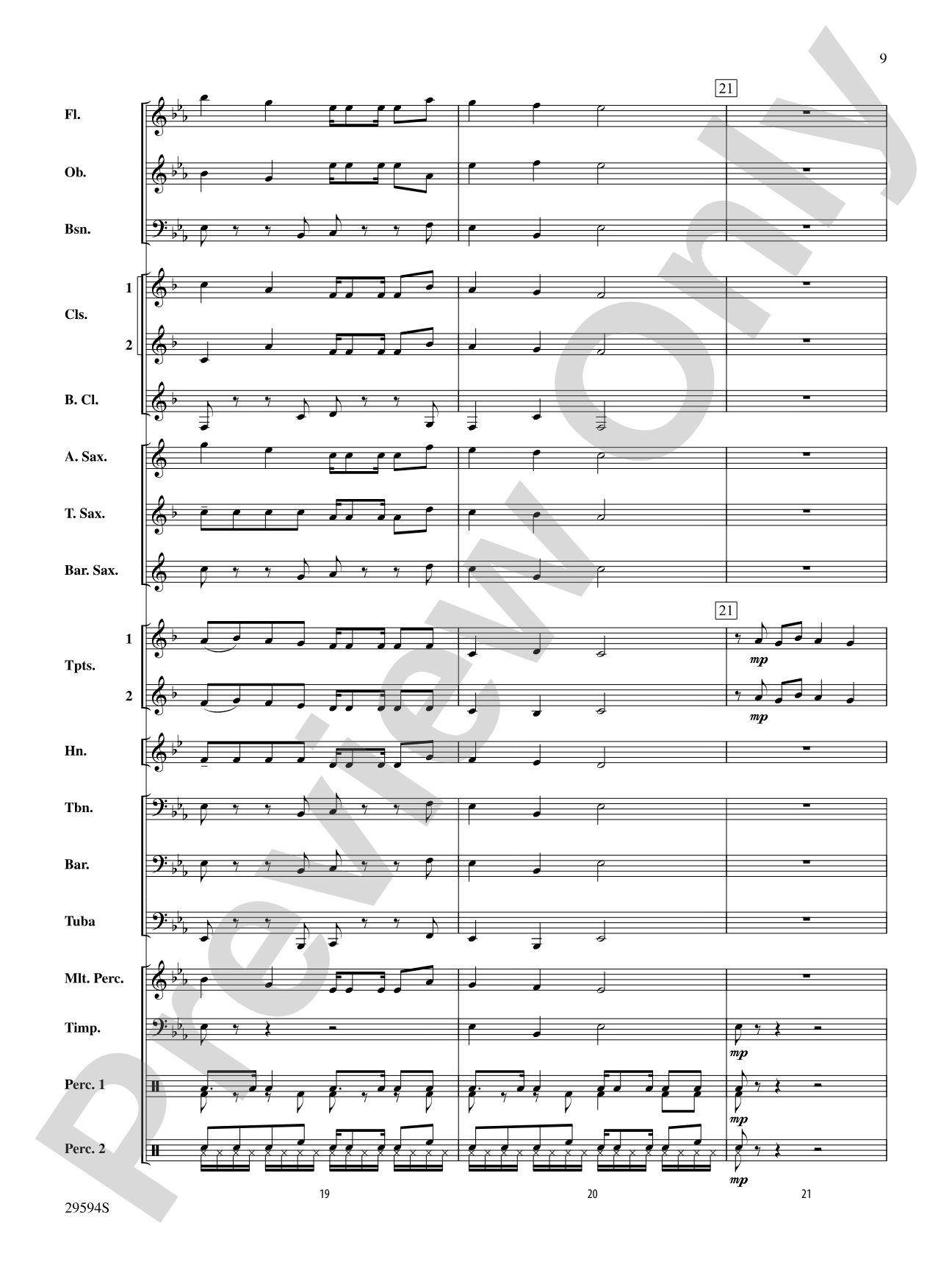 Swahili Folk Hymn (Bwana Awabariki): Concert Band Conductor Score & Parts