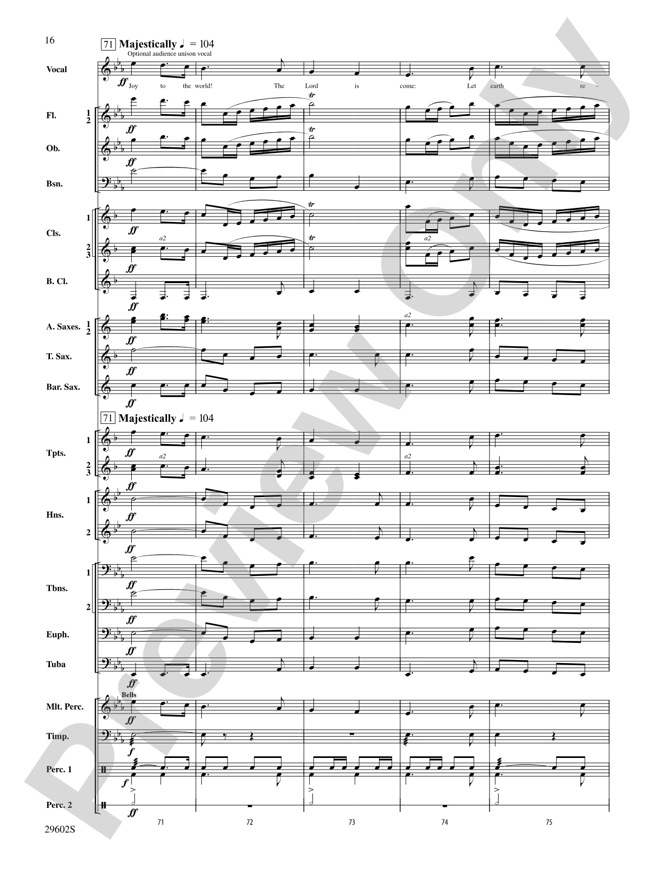 Joy to the World: Concert Band Conductor Score & Parts
