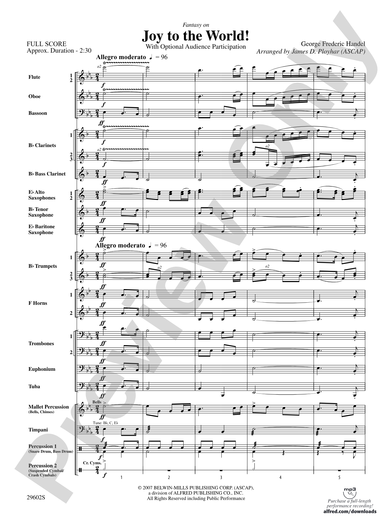Joy to the World: Concert Band Conductor Score & Parts