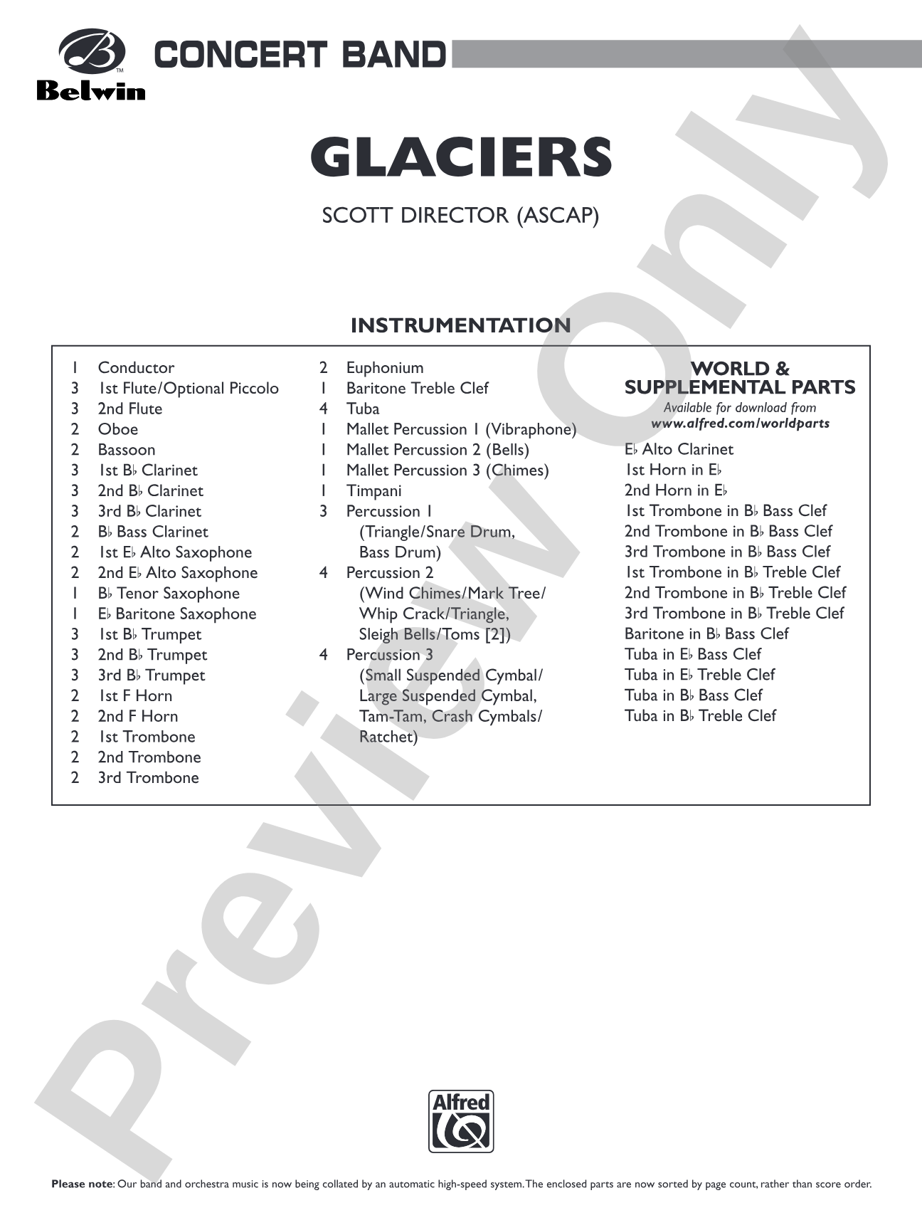 Glaciers: Concert Band Conductor Score & Parts