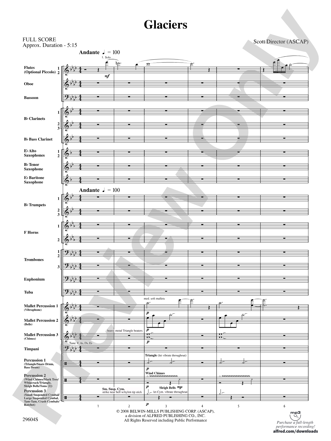 Glaciers: Concert Band Conductor Score & Parts
