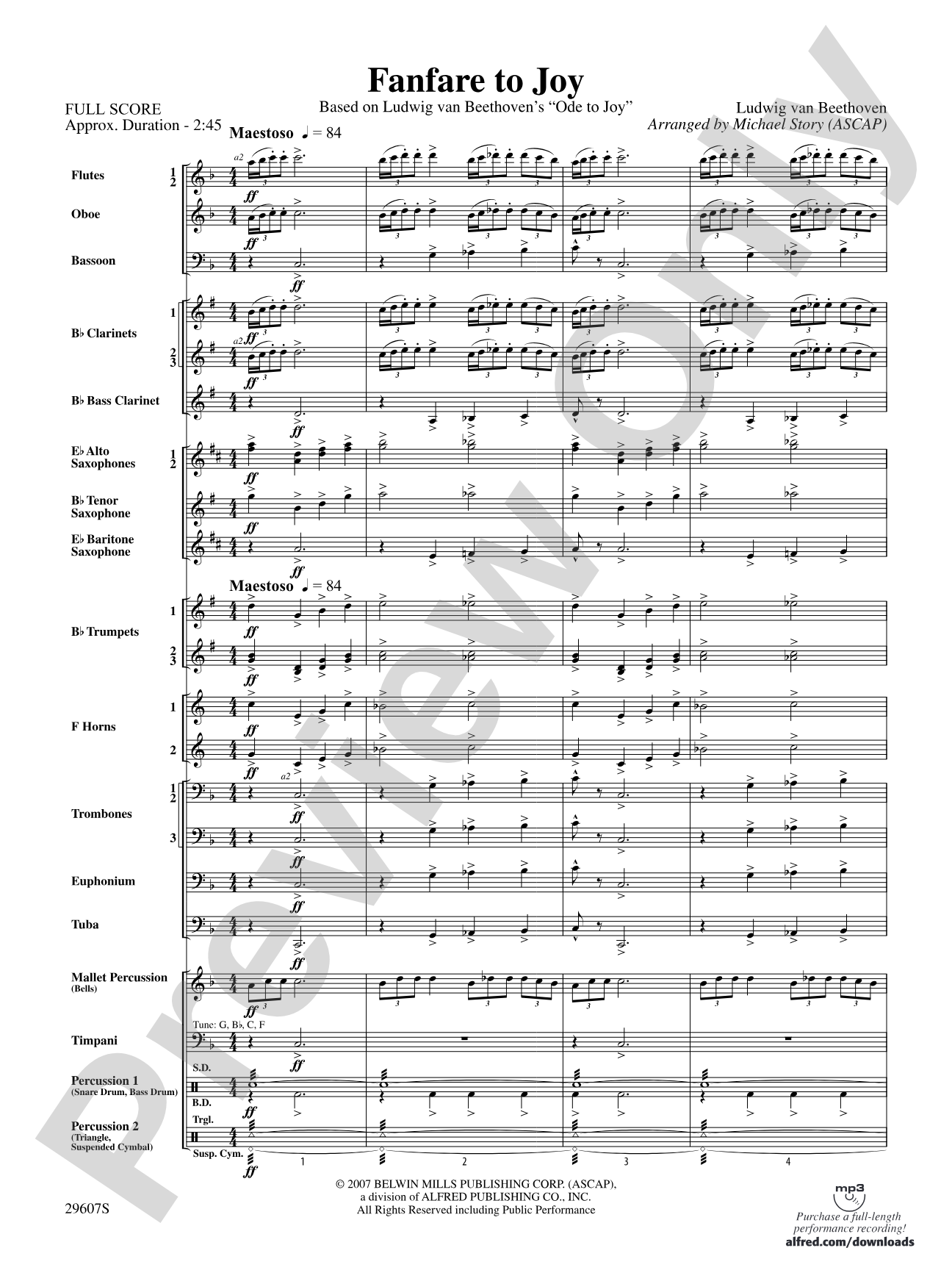 Fanfare to Joy: Concert Band Conductor Score & Parts