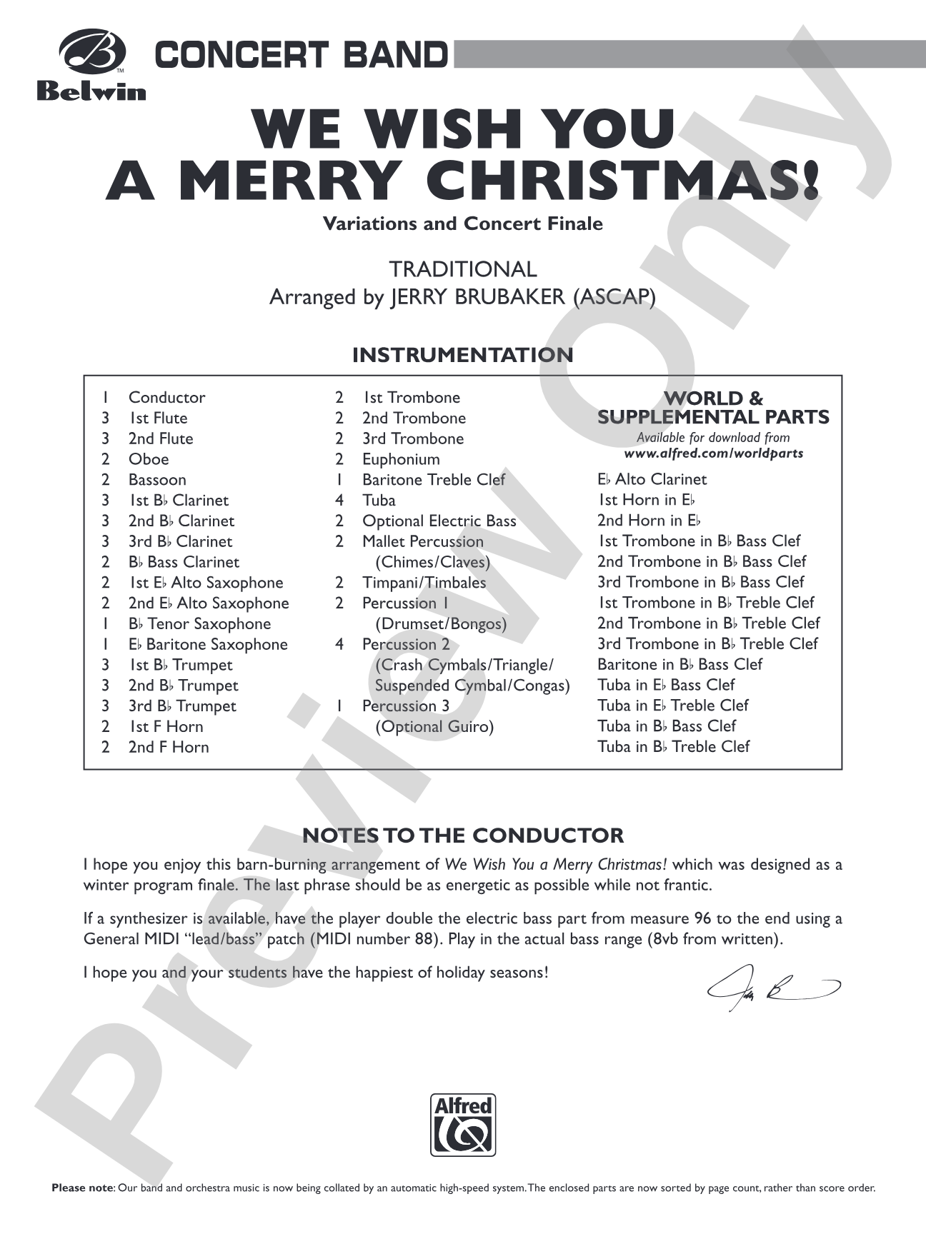 We Wish You a Merry Christmas!: Concert Band Conductor Score & Parts