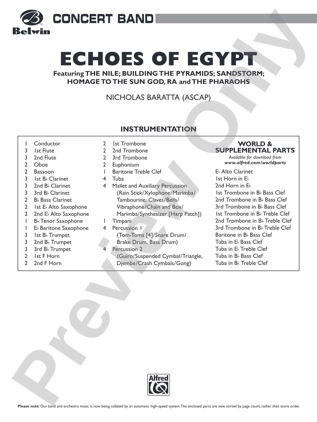 Echoes of Egypt: Concert Band Conductor Score & Parts