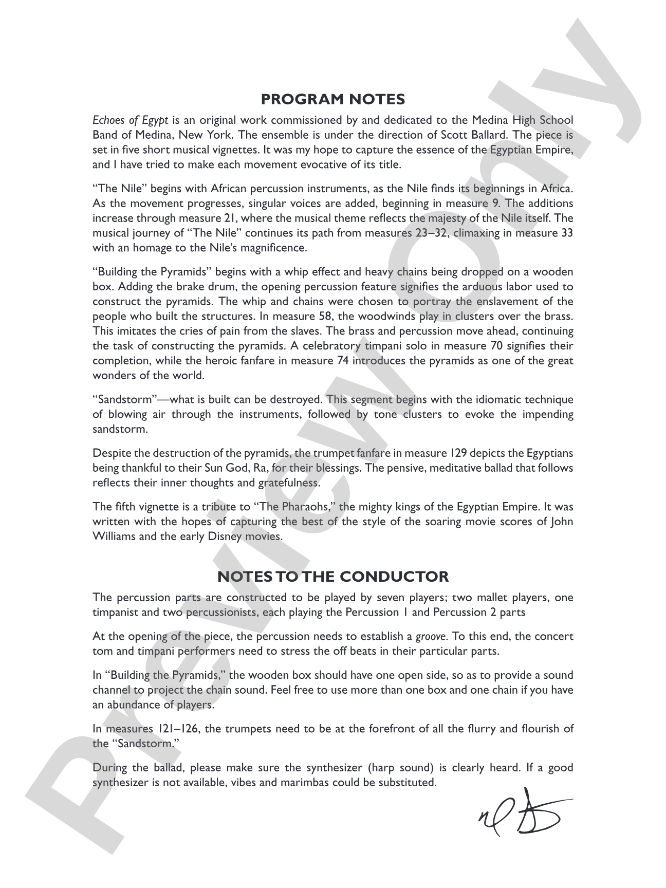 Echoes of Egypt: Concert Band Conductor Score & Parts