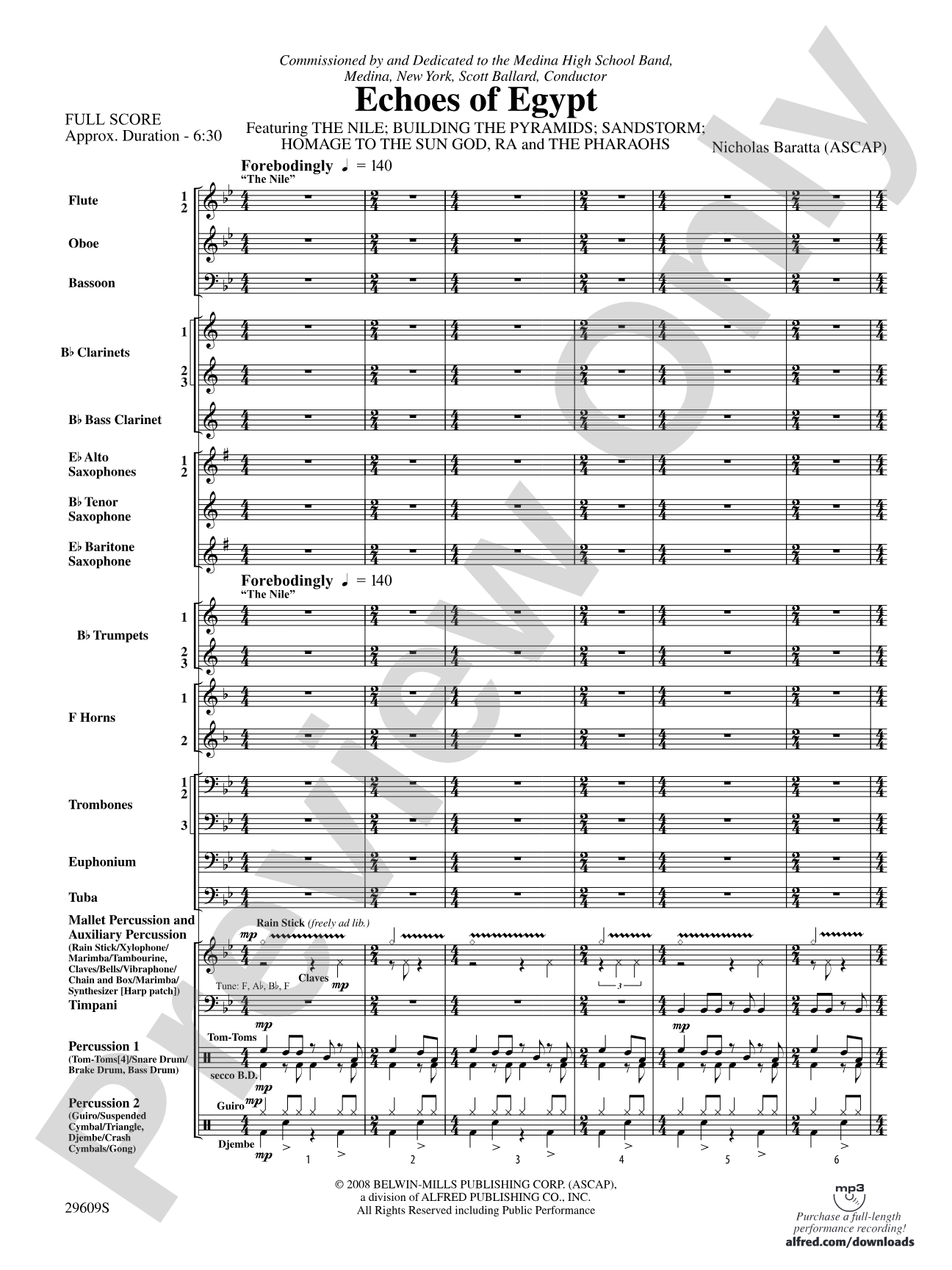 Echoes of Egypt: Concert Band Conductor Score & Parts