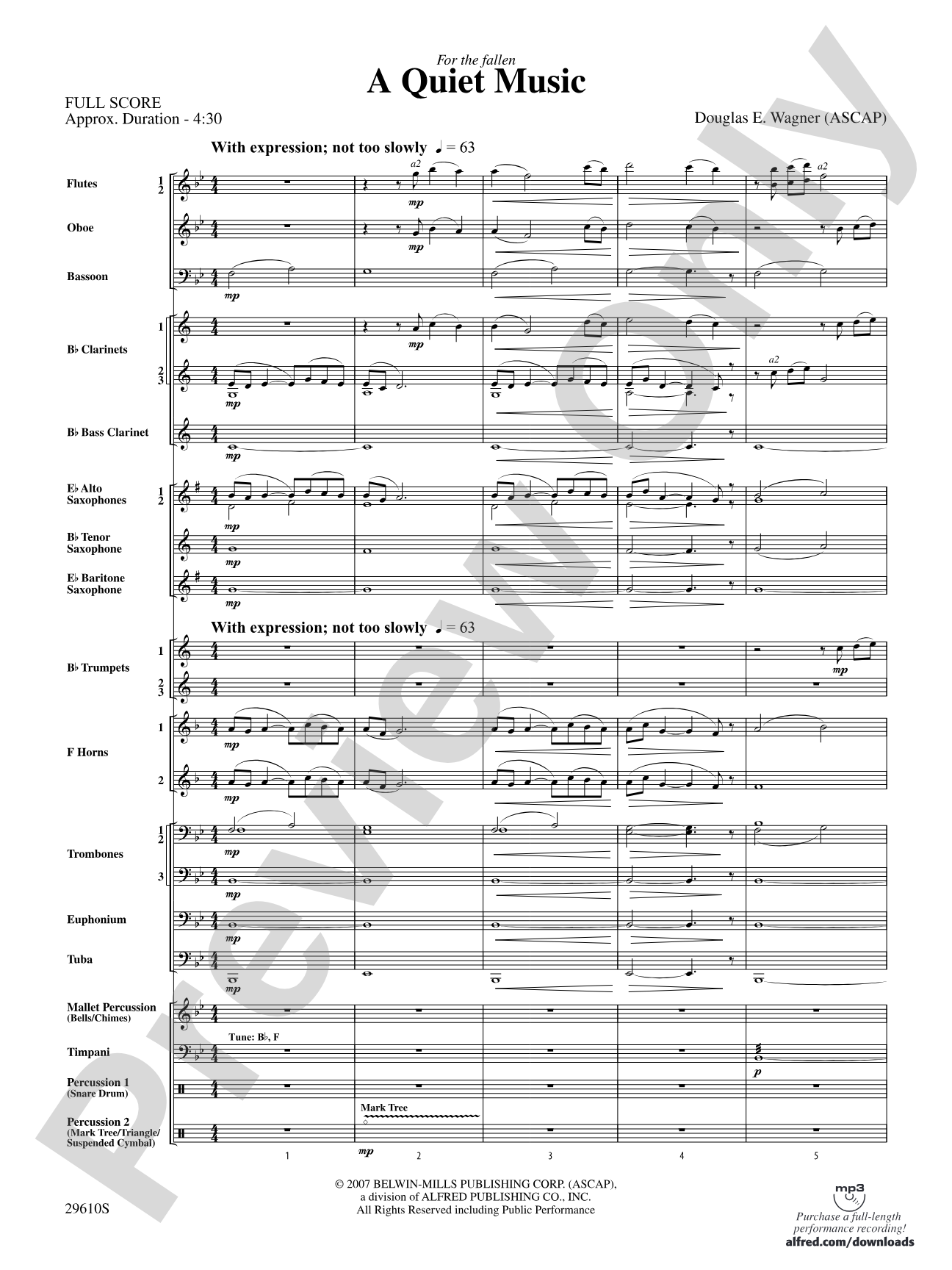 A Quiet Music: Concert Band Conductor Score & Parts