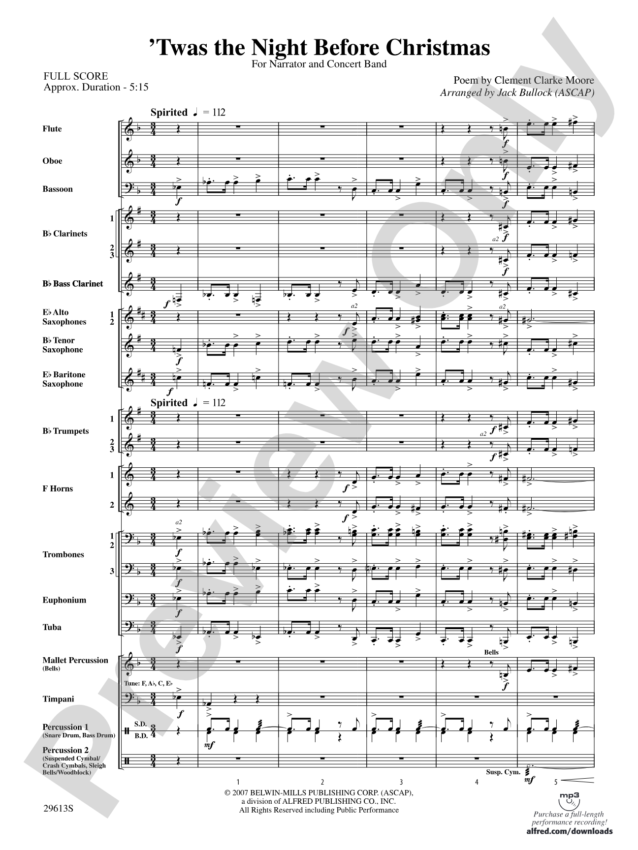 T'was the Night Before Christmas: Concert Band Conductor Score & Parts