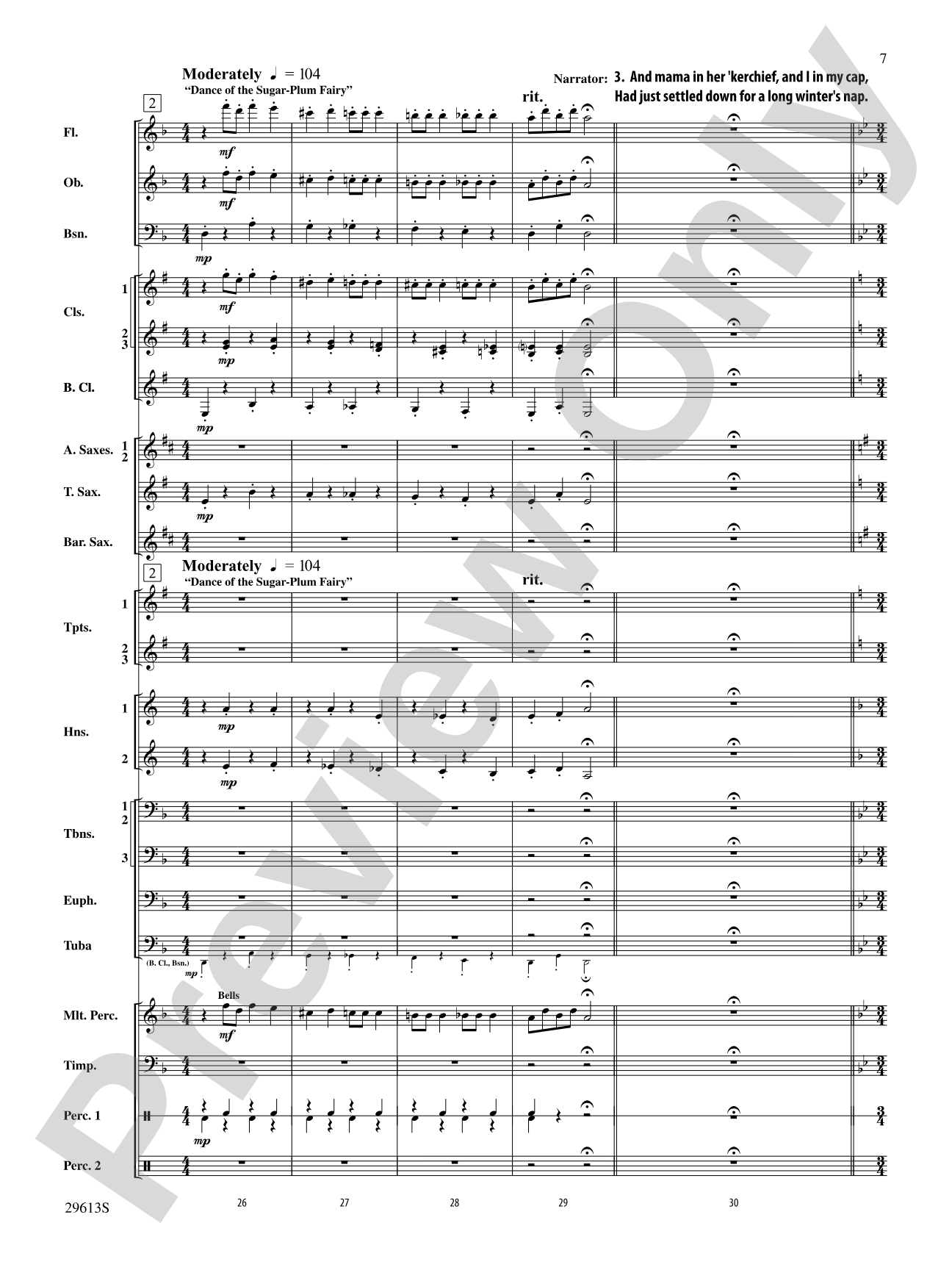 T'was the Night Before Christmas: Concert Band Conductor Score & Parts