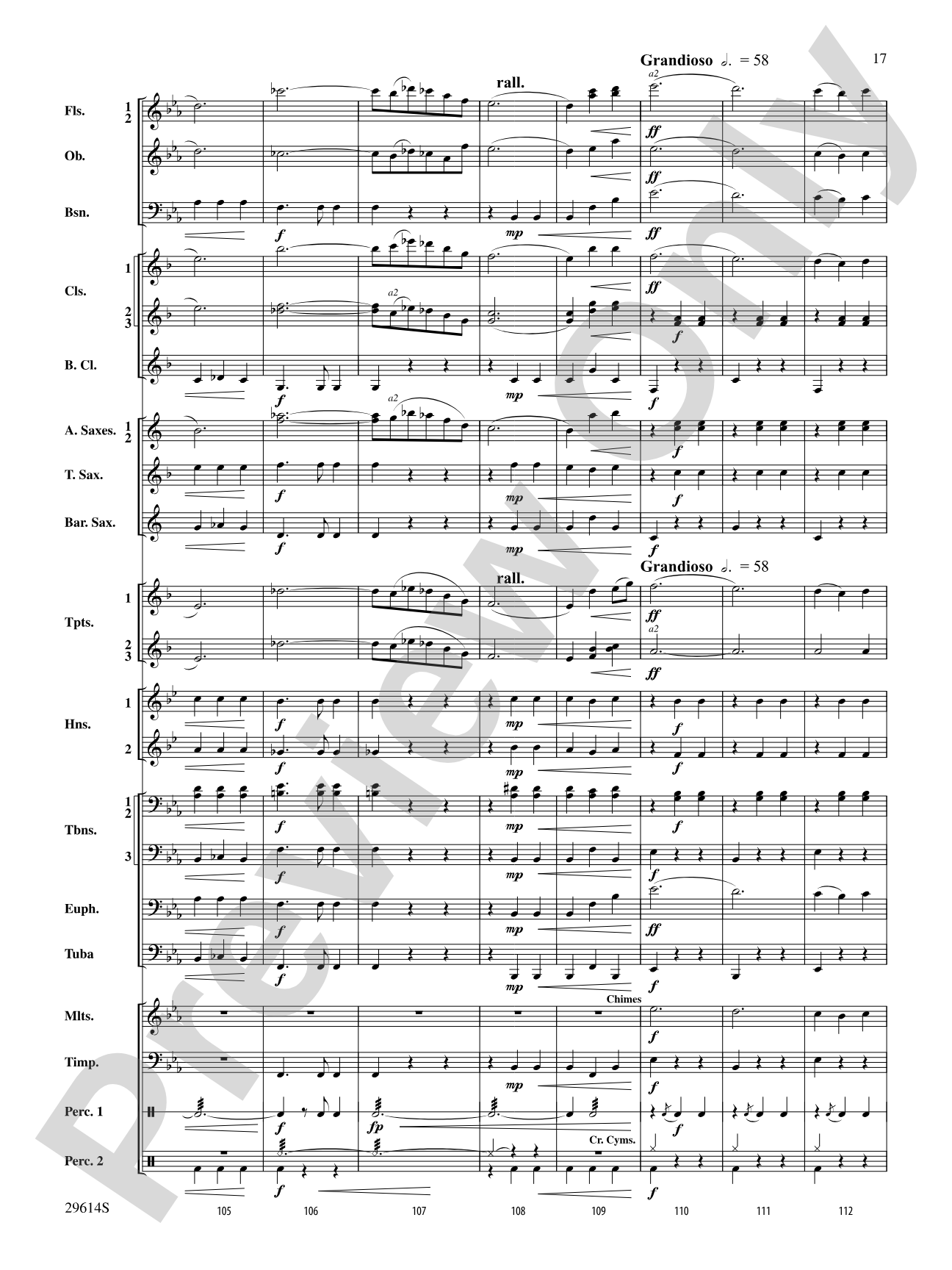 Roses de Noel: Concert Band Conductor Score & Parts