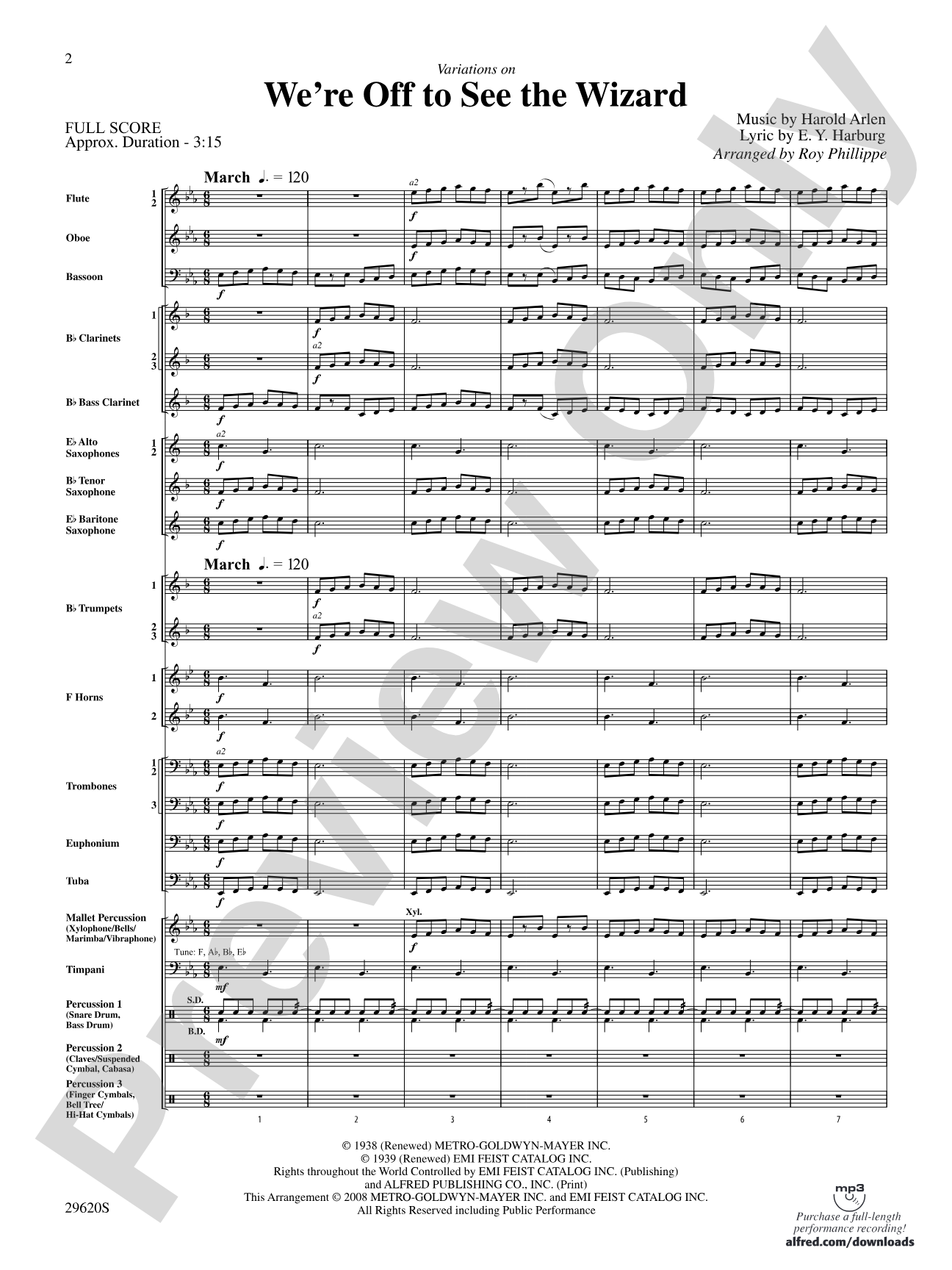 We're Off to See the Wizard, Variations on: Concert Band Conductor Score & Parts