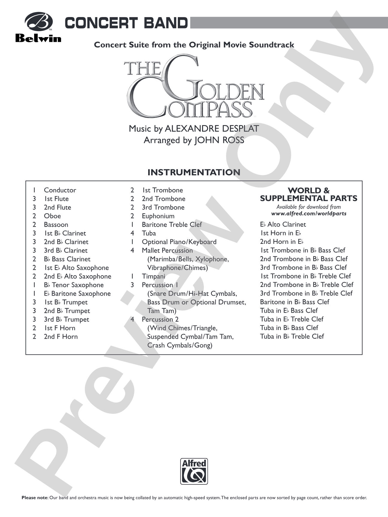The Golden Compass: Concert Band Conductor Score & Parts